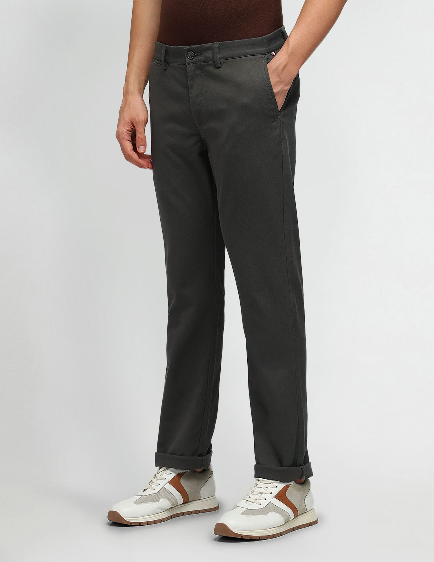 Arrow Sport Solid Dobby Slim Fit Trousers