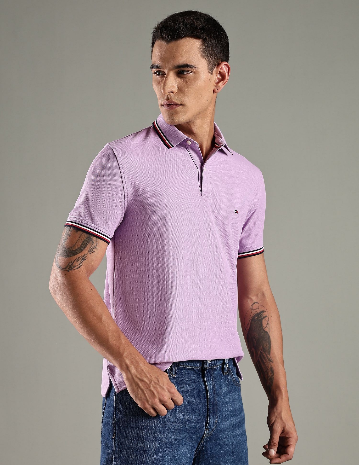 Tommy Hilfiger Solid Regular Fit Cotton Polo T-Shirt