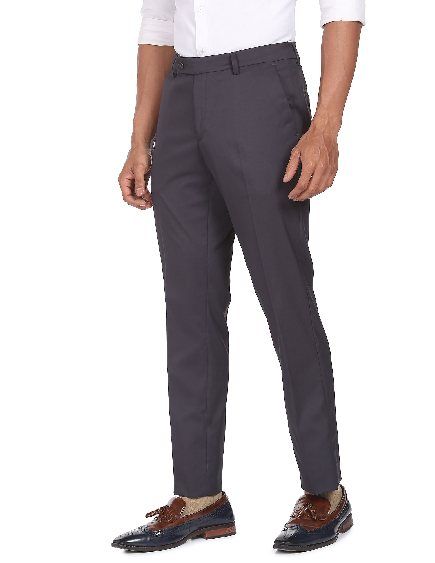 Arrow Mid Rise Twill Solid Trousers