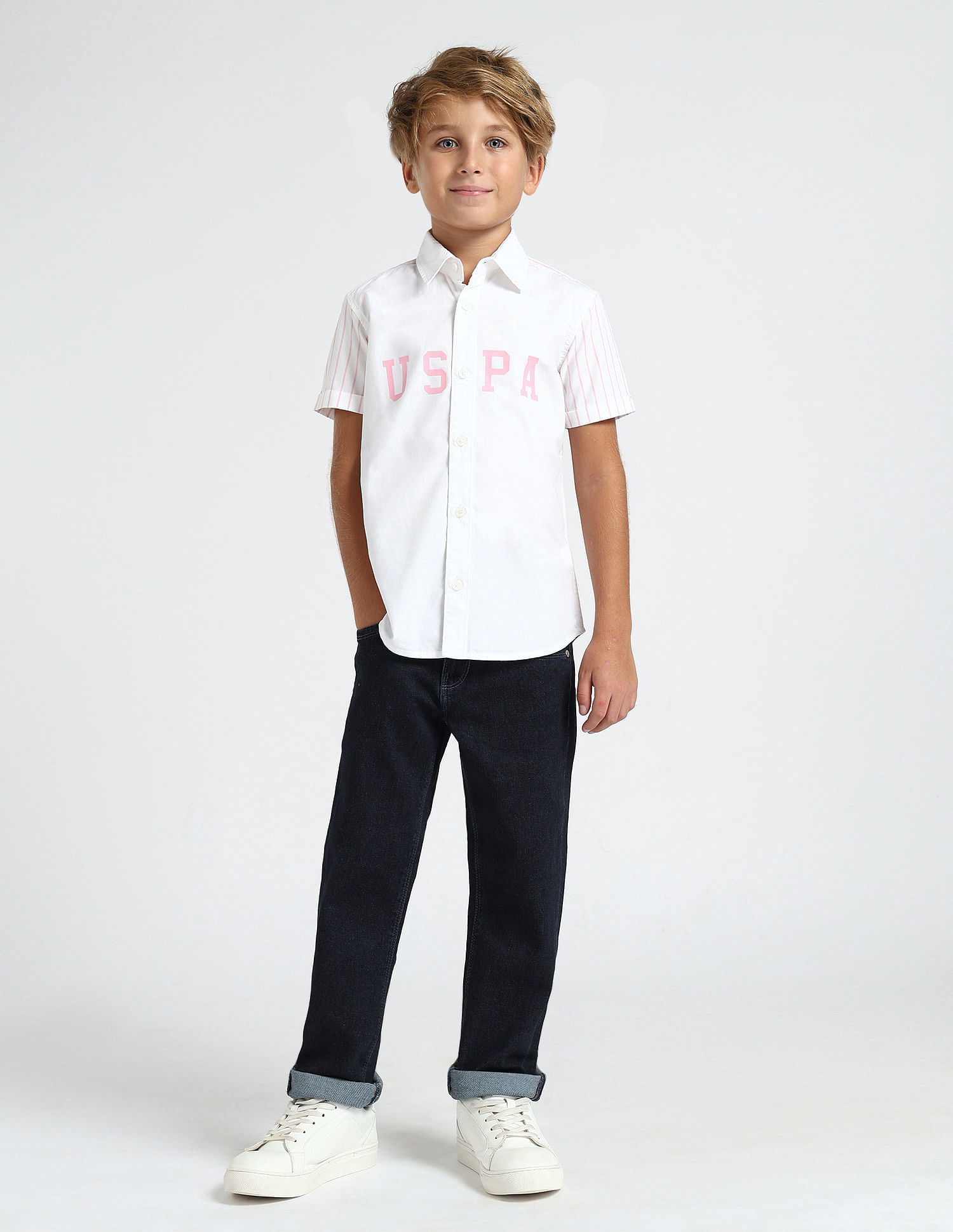 U.S. Polo Assn. Kids Boys Vertical Striped Regular Fit Shirt