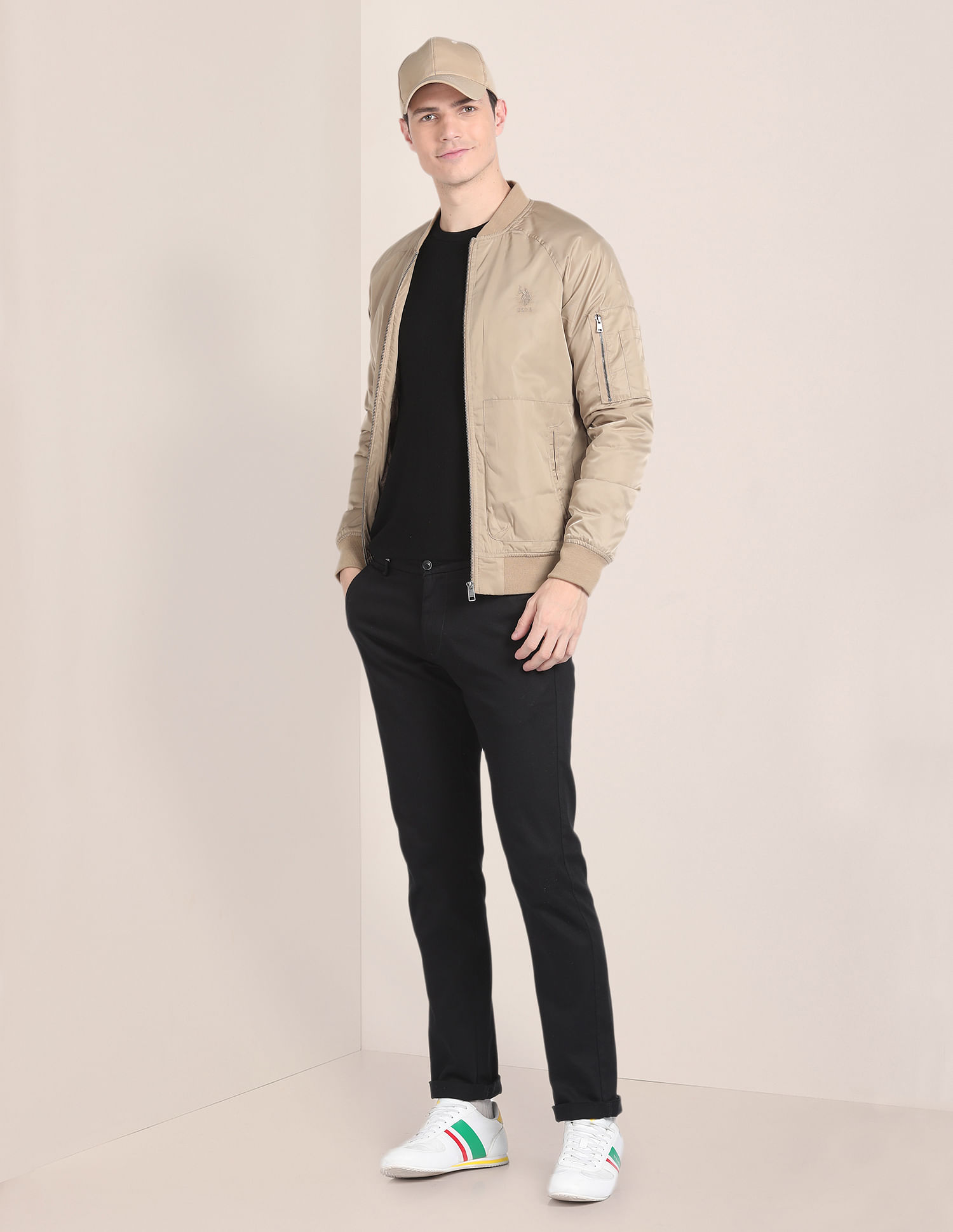 Bomber jacket with outlet polo shirt