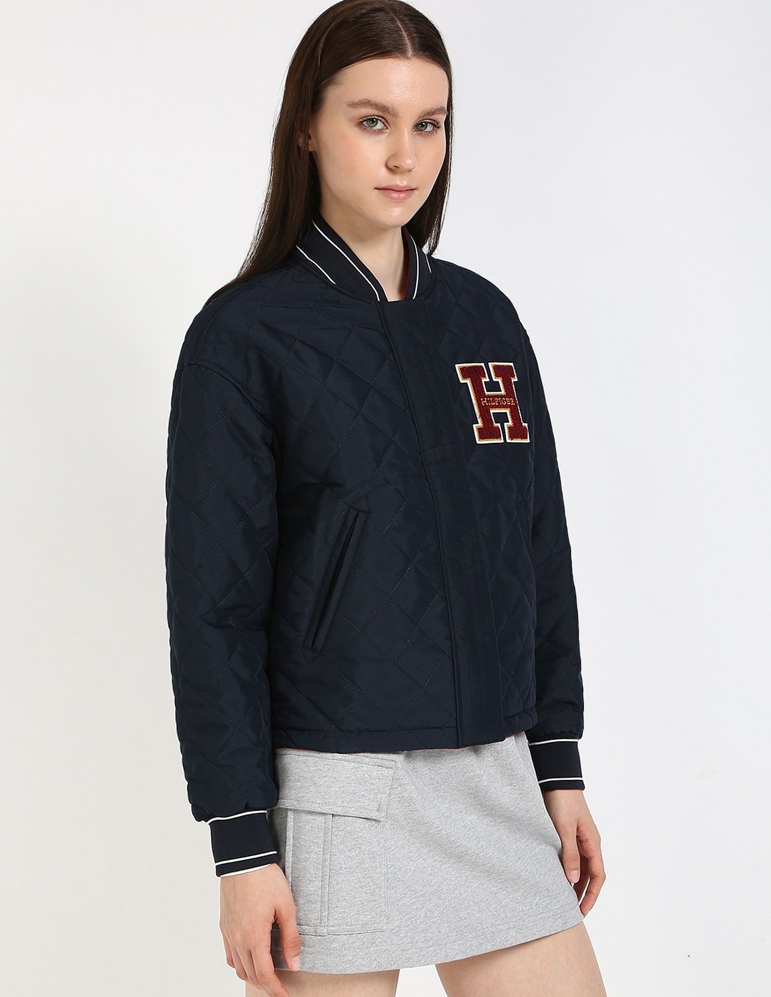 Tommy Hilfiger Regular-Fit Polyester Baseball Collar Bomber Jacket