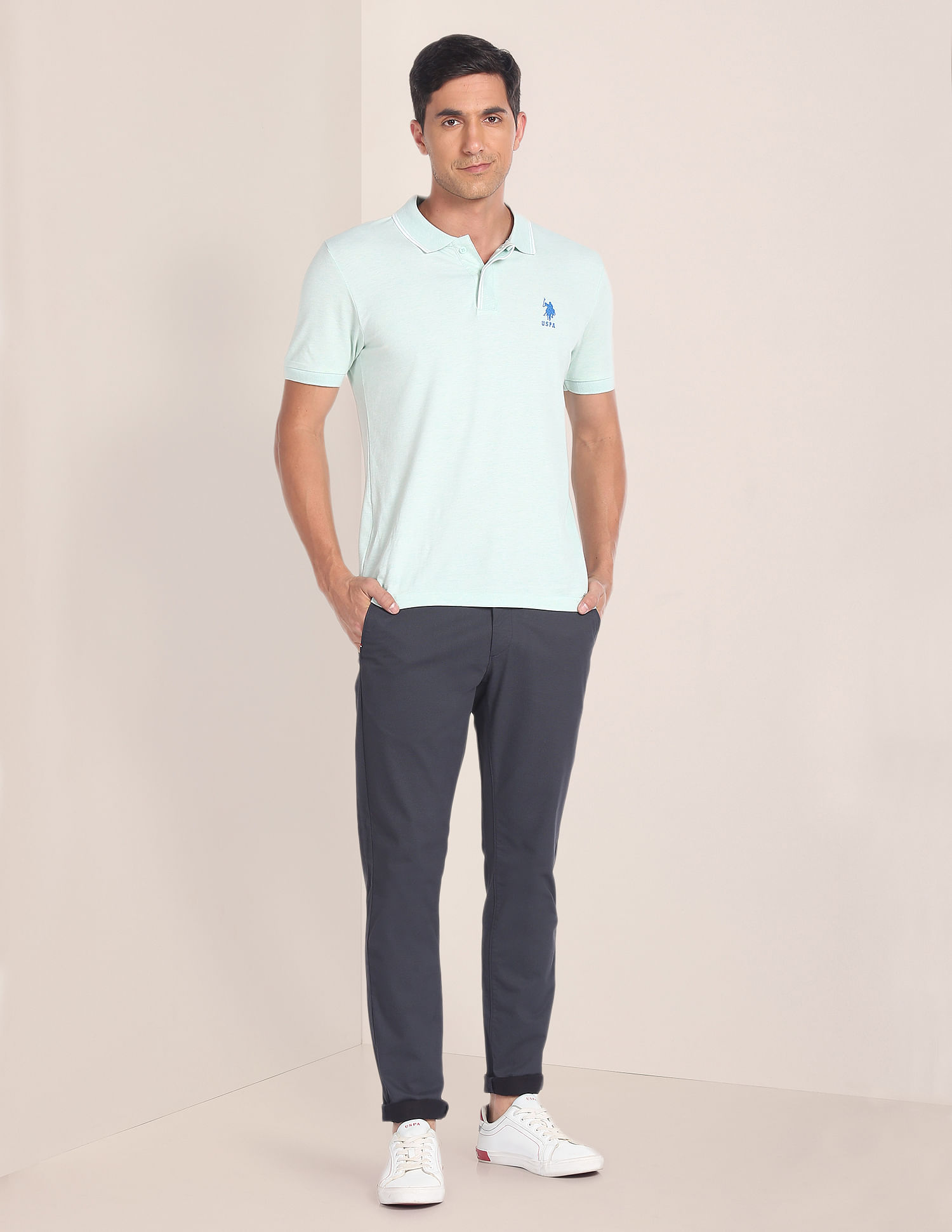 U.S. Polo Assn. Mid Rise Geometric Print Trousers