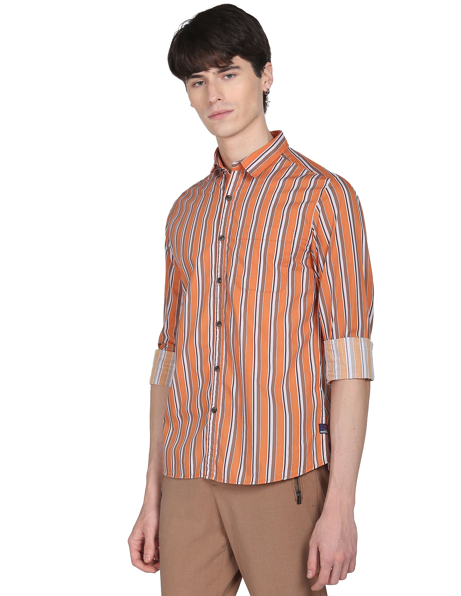 Flying Machine Vertical Stripe Cotton Shirt