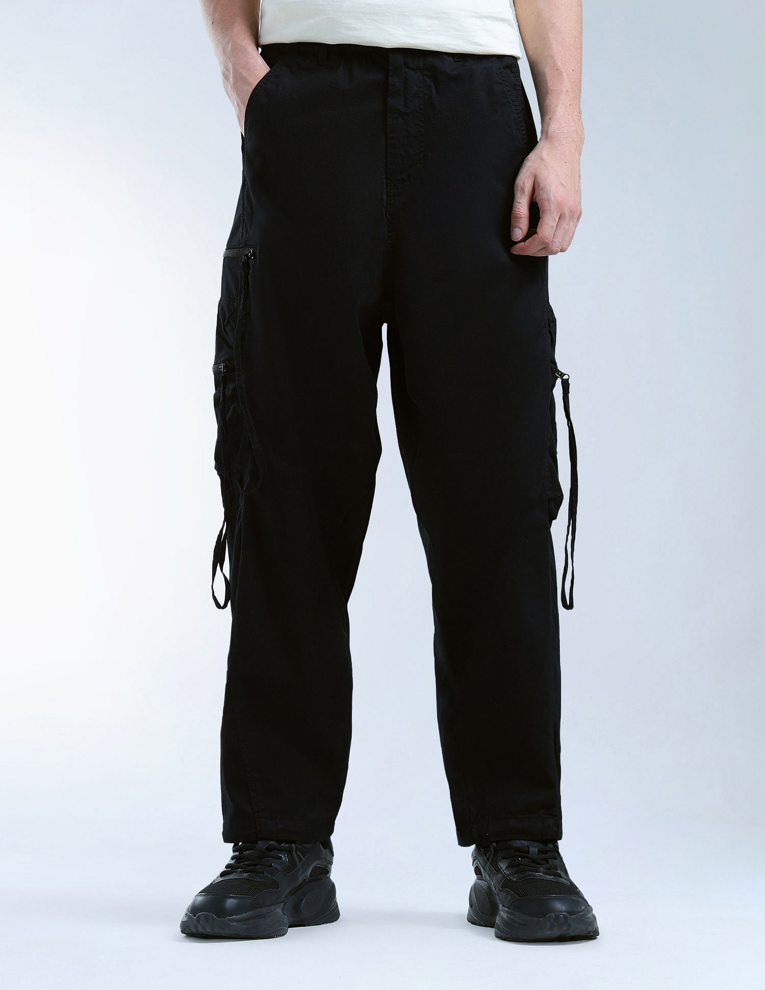 Flying Machine Mid Rise Twill Loose Fit Cargos