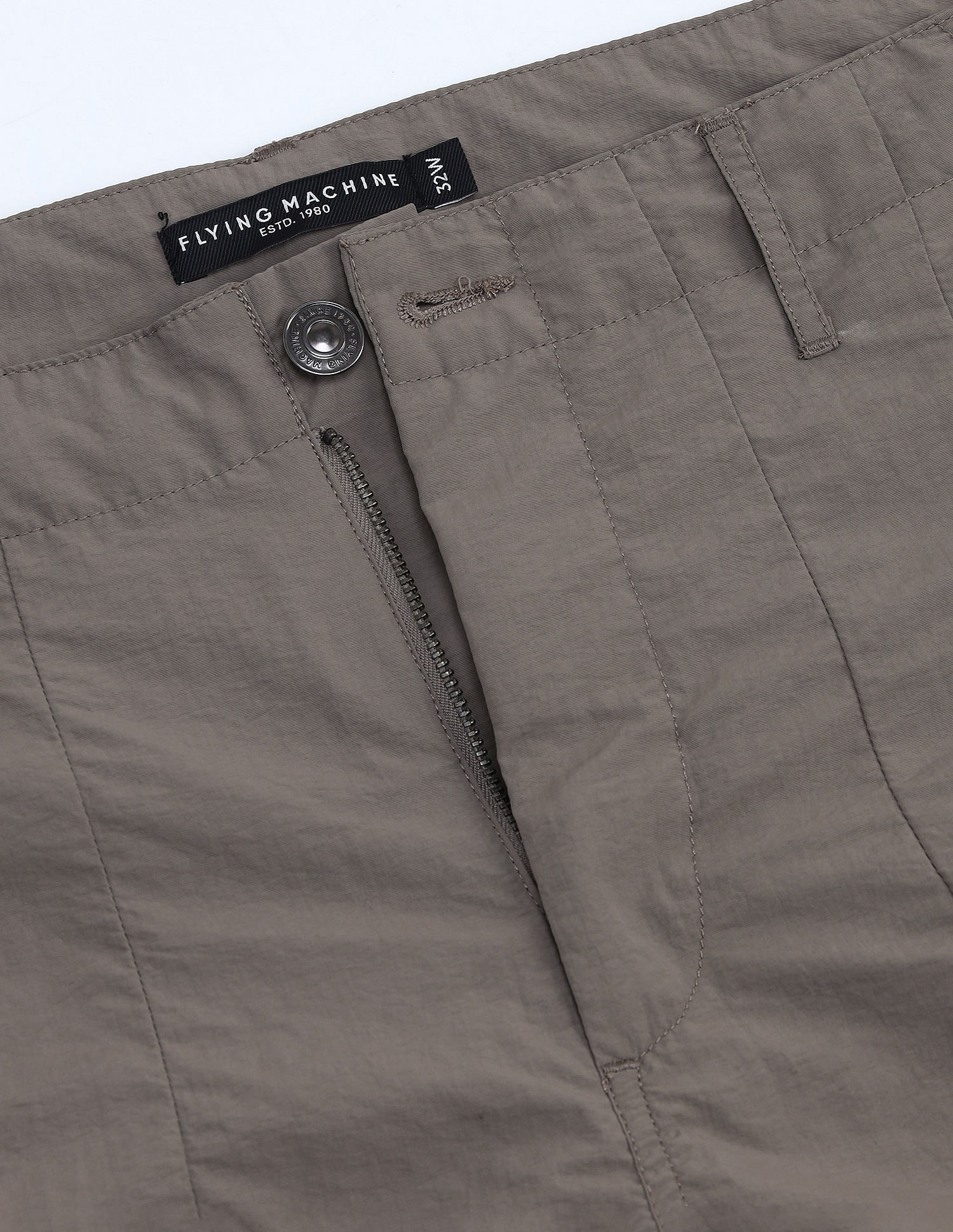 Flying Machine Mid Rise Solid Loose Fit Cargos