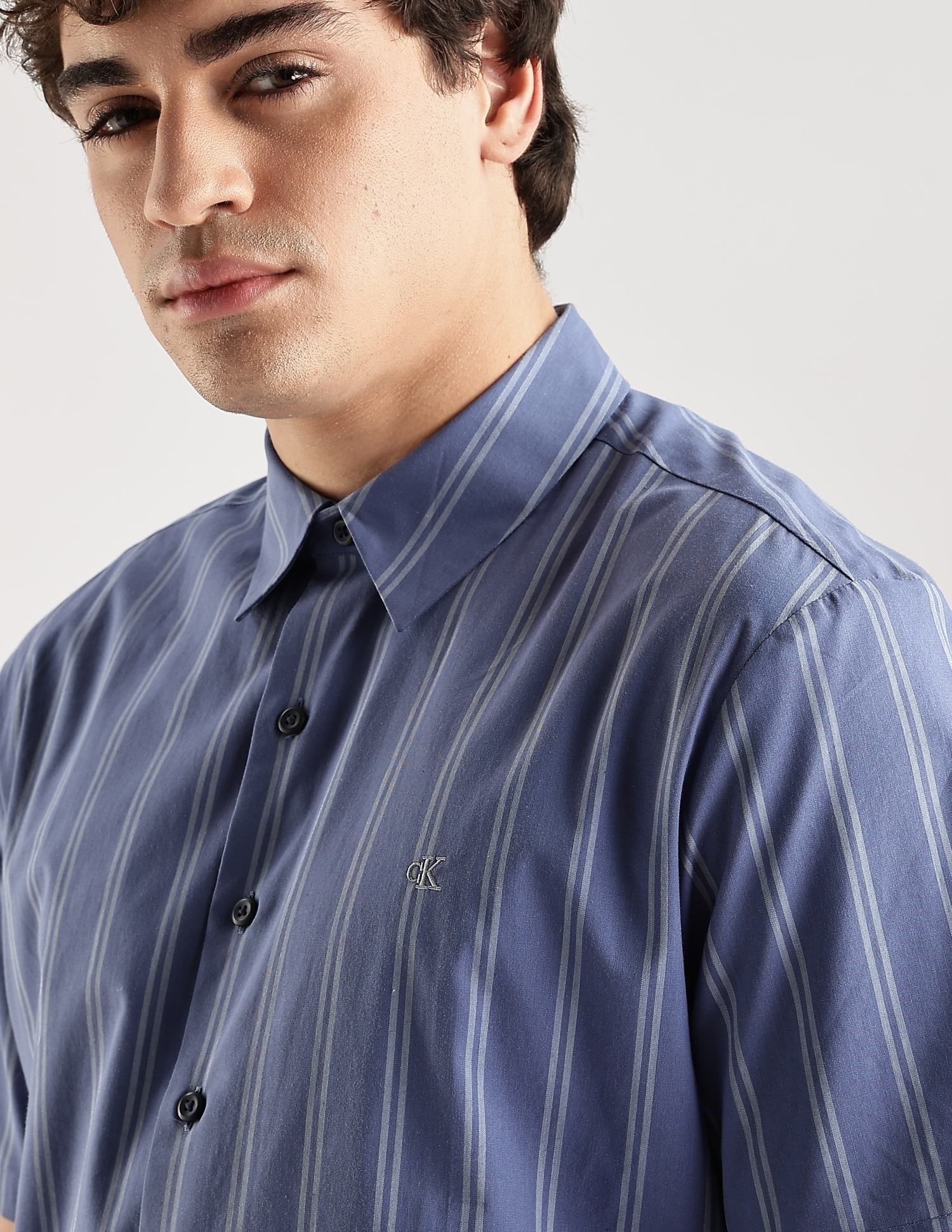 Calvin Klein Jeans Striped Regular-Fit Poplin Woven Shirt