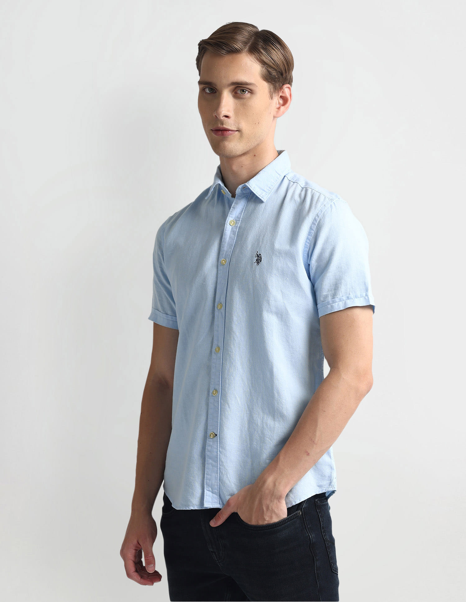 Buy Polo Denim Short Sleeve Solid Shirt