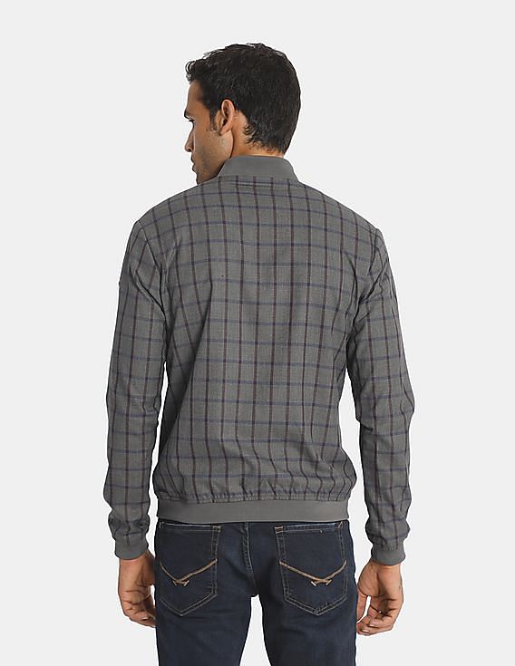 Grey check bomber jacket hotsell