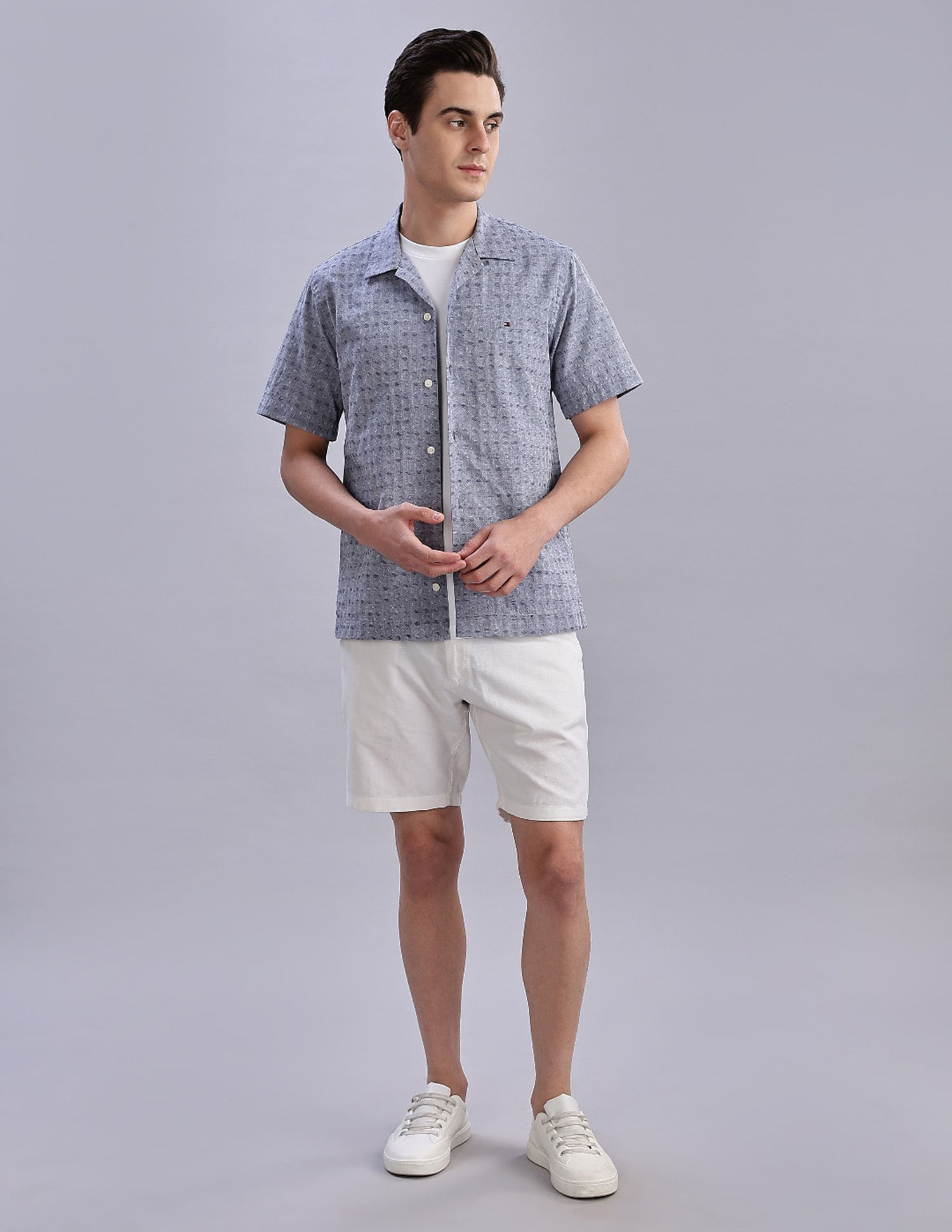 Tommy Hilfiger Textured Regular Fit Plain Woven Shirt