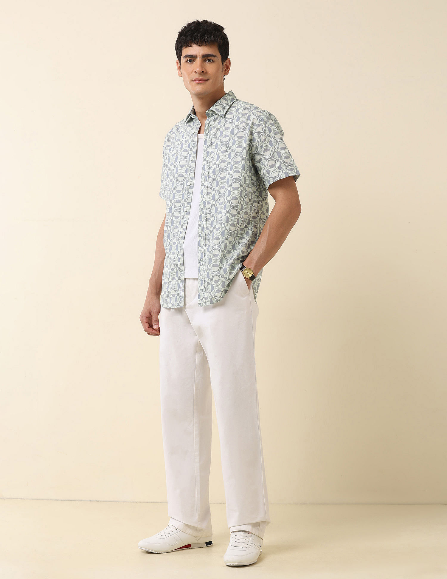 U.S. Polo Assn. Tailored Fit Geometric Printed Shirt