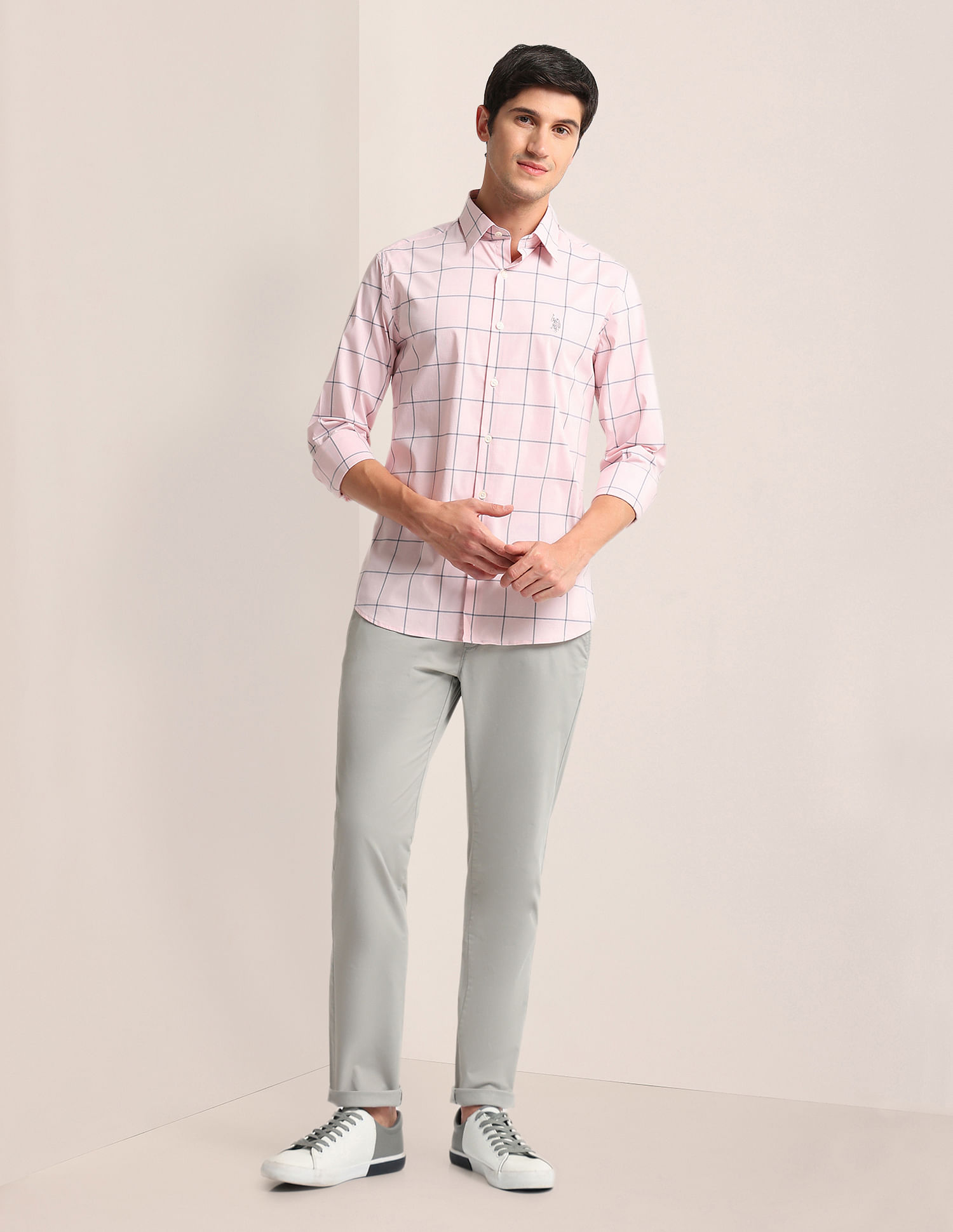 U.S. Polo Assn. Semi Cutaway Collar Tartan Check Shirt