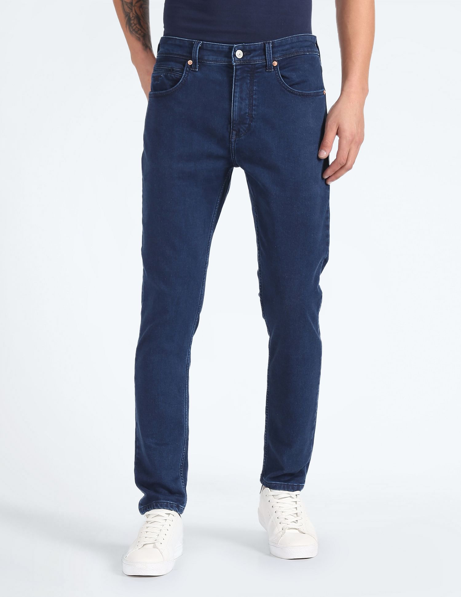 Flying Machine Slash Slim Tapered Fit Mid Rise Jeans