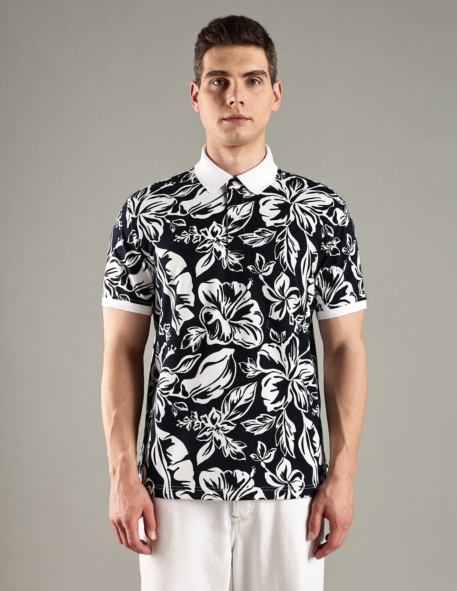 Tommy Hilfiger Printed Regular Fit Cotton Polo T-Shirt