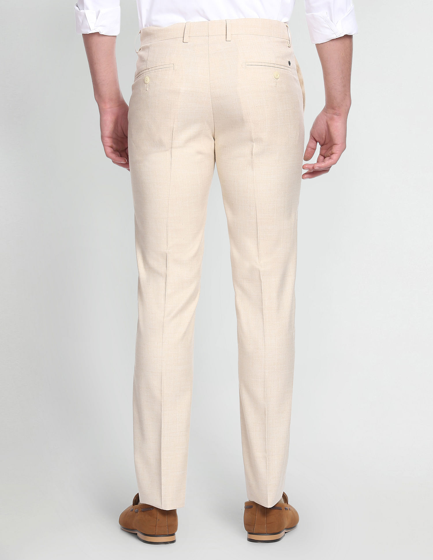 Buy Arrow Newyork Mid Rise Dobby Formal Trousers online
