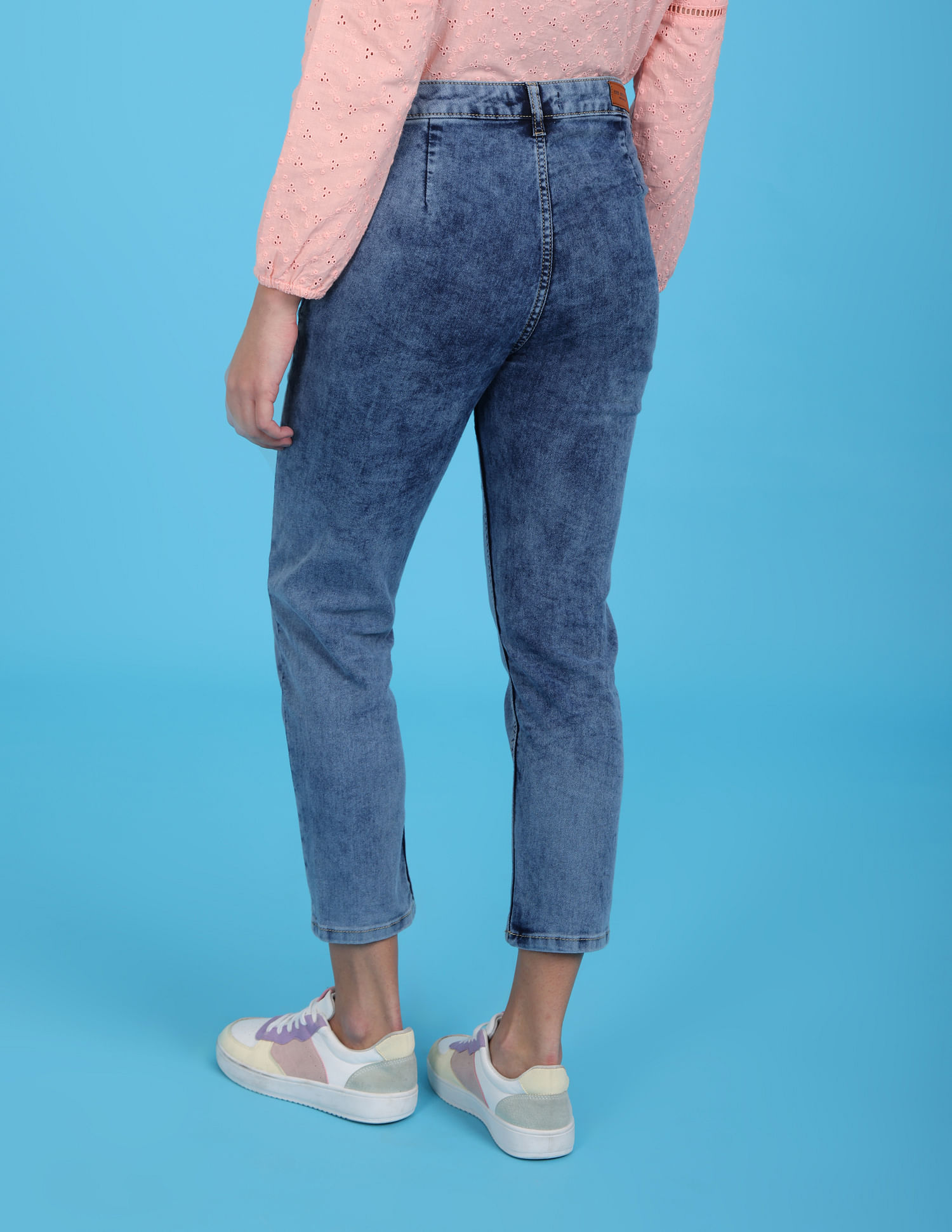 Flying Machine Women High Rise Acid Wash Slim Fit Jeans