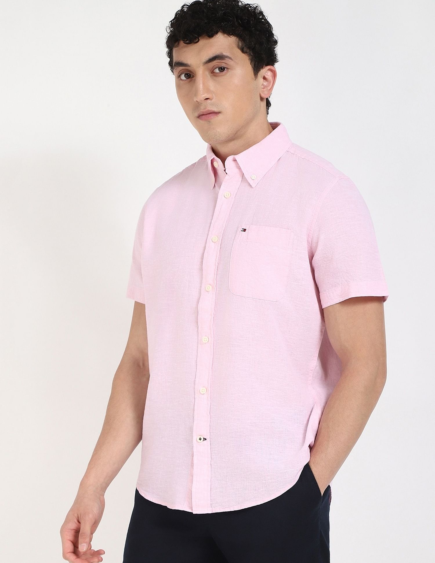 Tommy Hilfiger Solid Regular-Fit Cotton Shirt