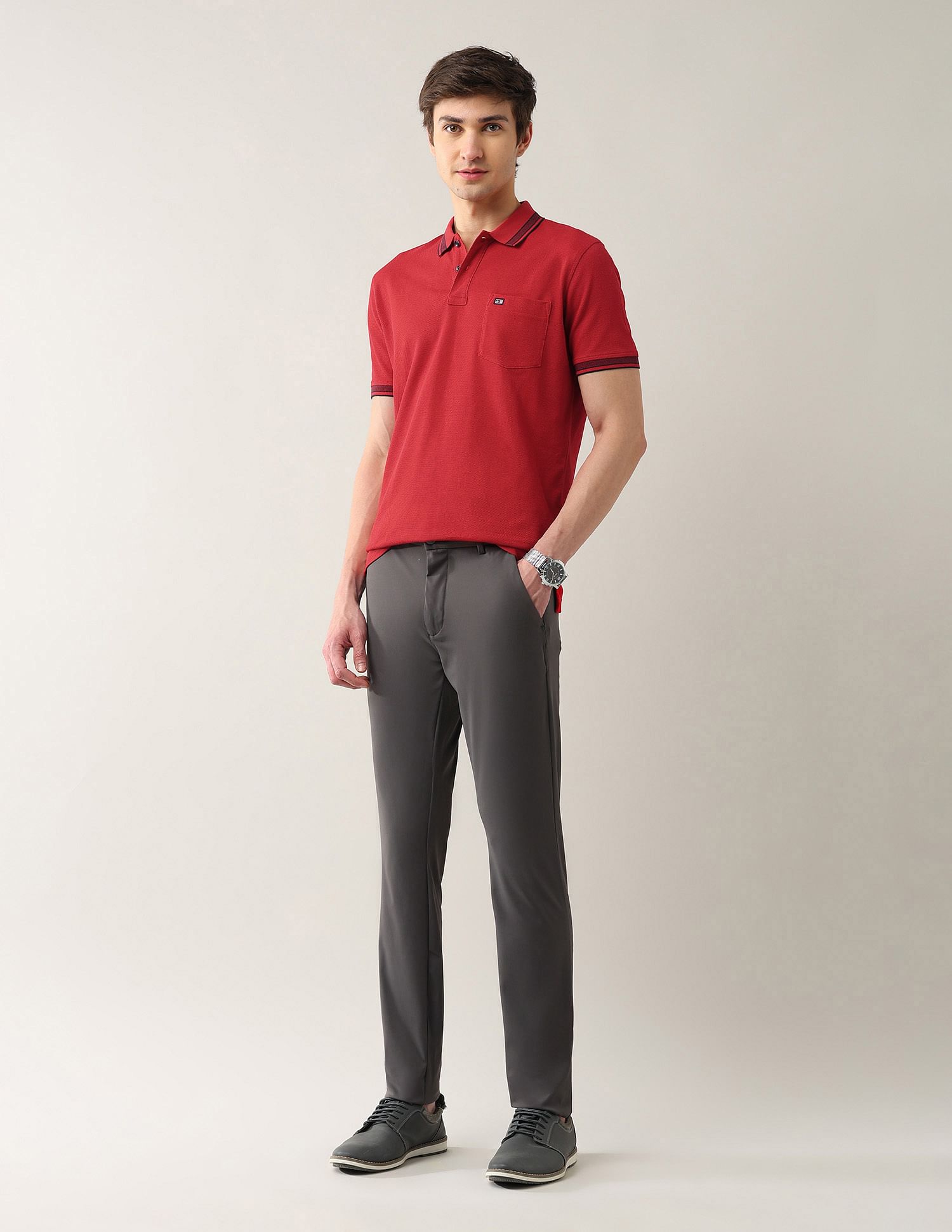 Arrow Sport Solid Pure Cotton 4 In 1 Rugby Polo Shirt