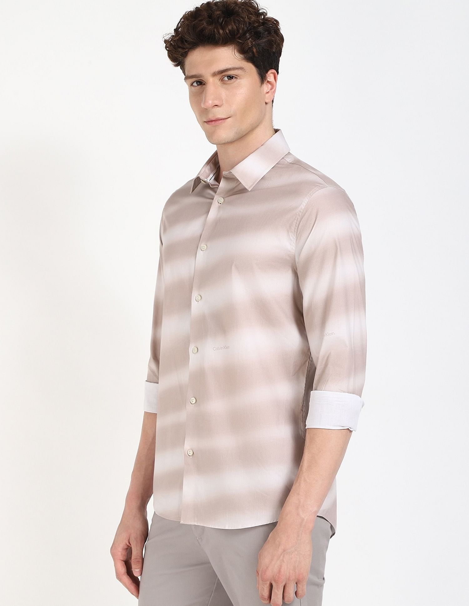 Calvin Klein Jeans Printed Slim-Fit Satin Woven Shirt