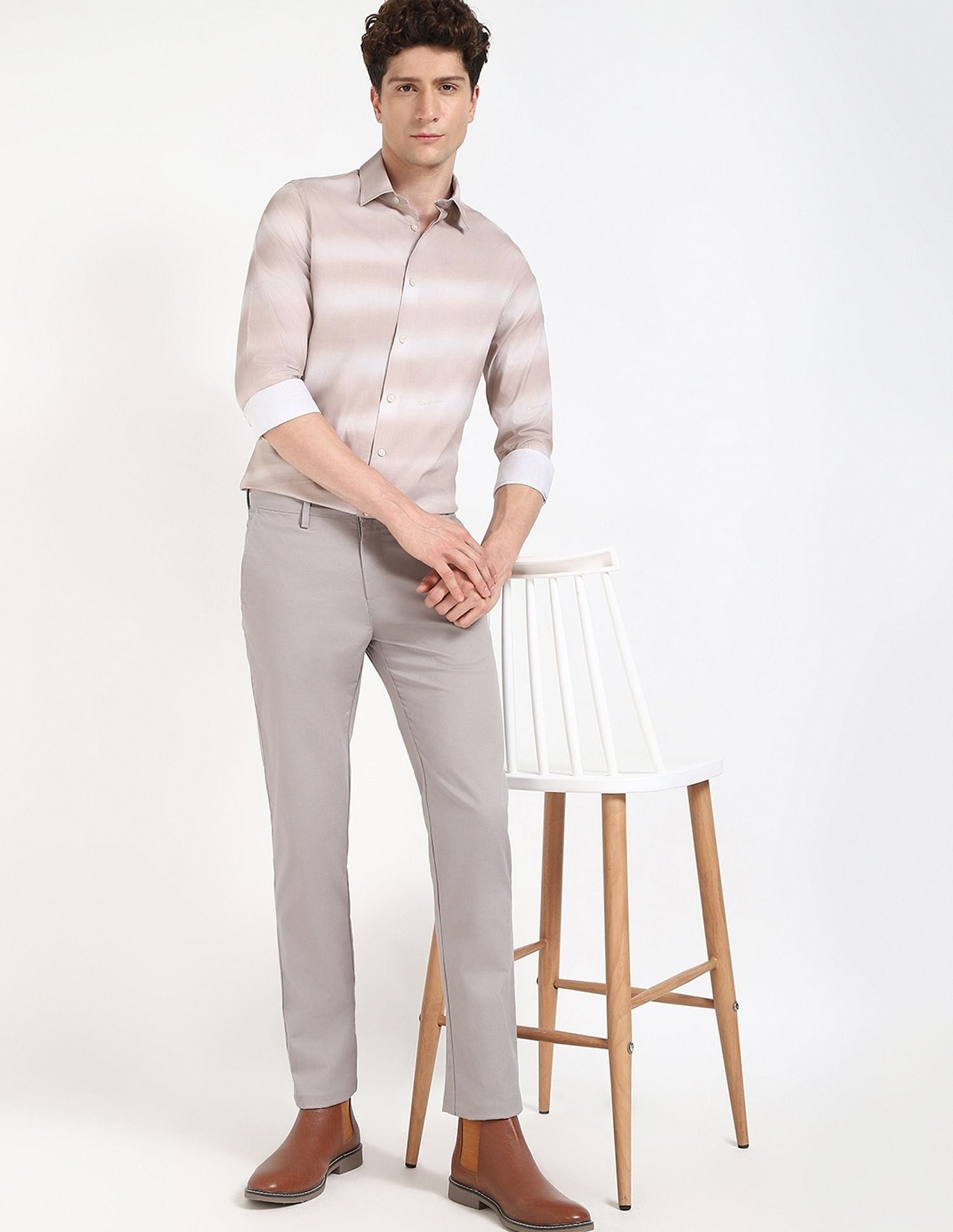 Calvin Klein Jeans Printed Slim-Fit Satin Woven Shirt