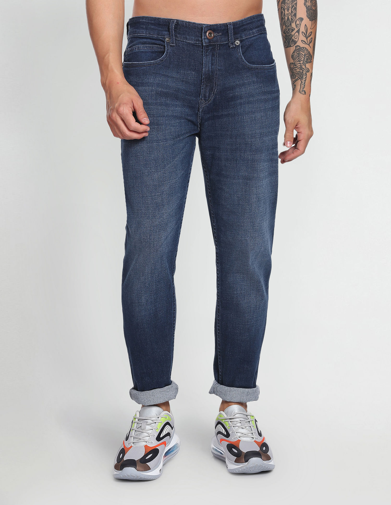 Flying Machine Slash Slim Tapered Whiskered Jeans