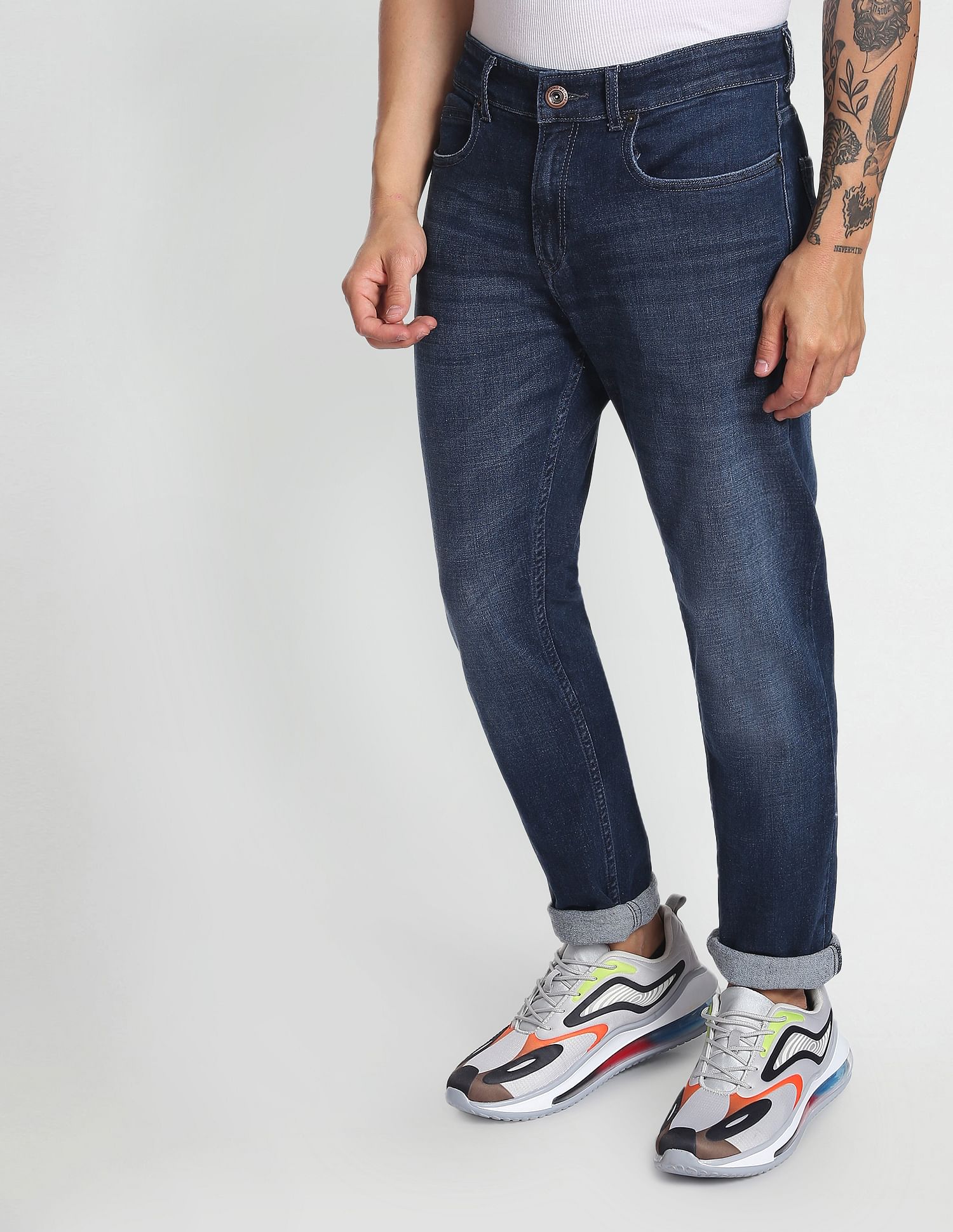 Flying Machine Slash Slim Tapered Whiskered Jeans