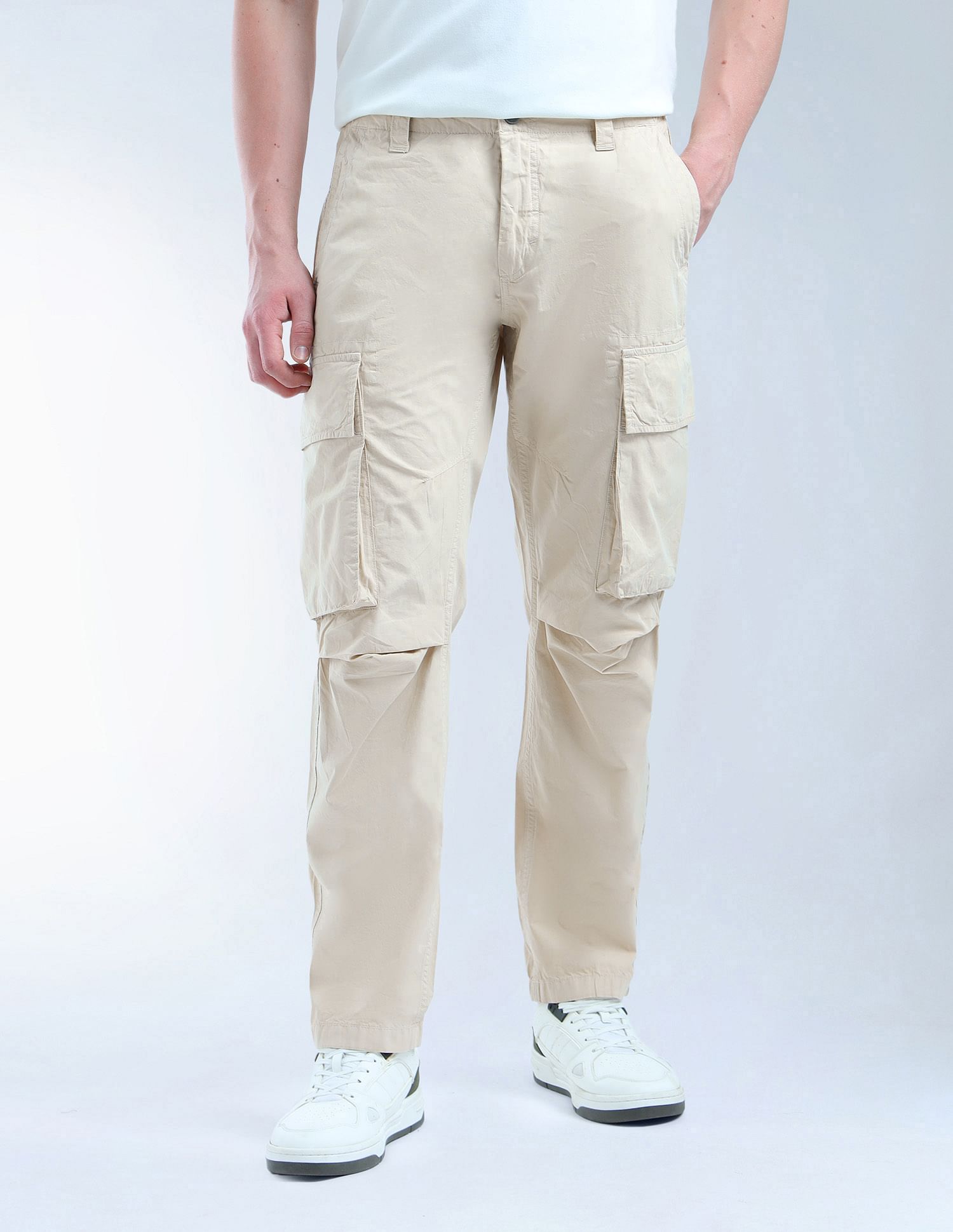 Flying Machine Relaxed Tapered Fit Pure Cotton Cargo