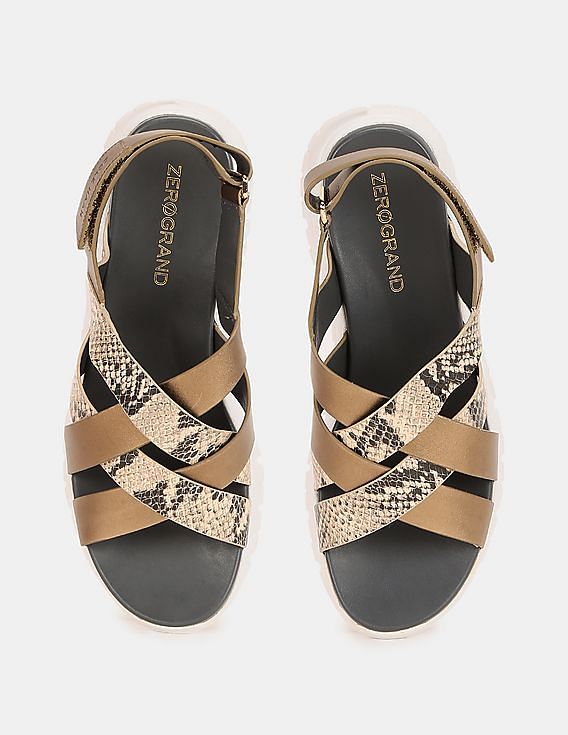 Buy Cole Haan Women Gold Zer Grand Crossover Strap Leather Sandals