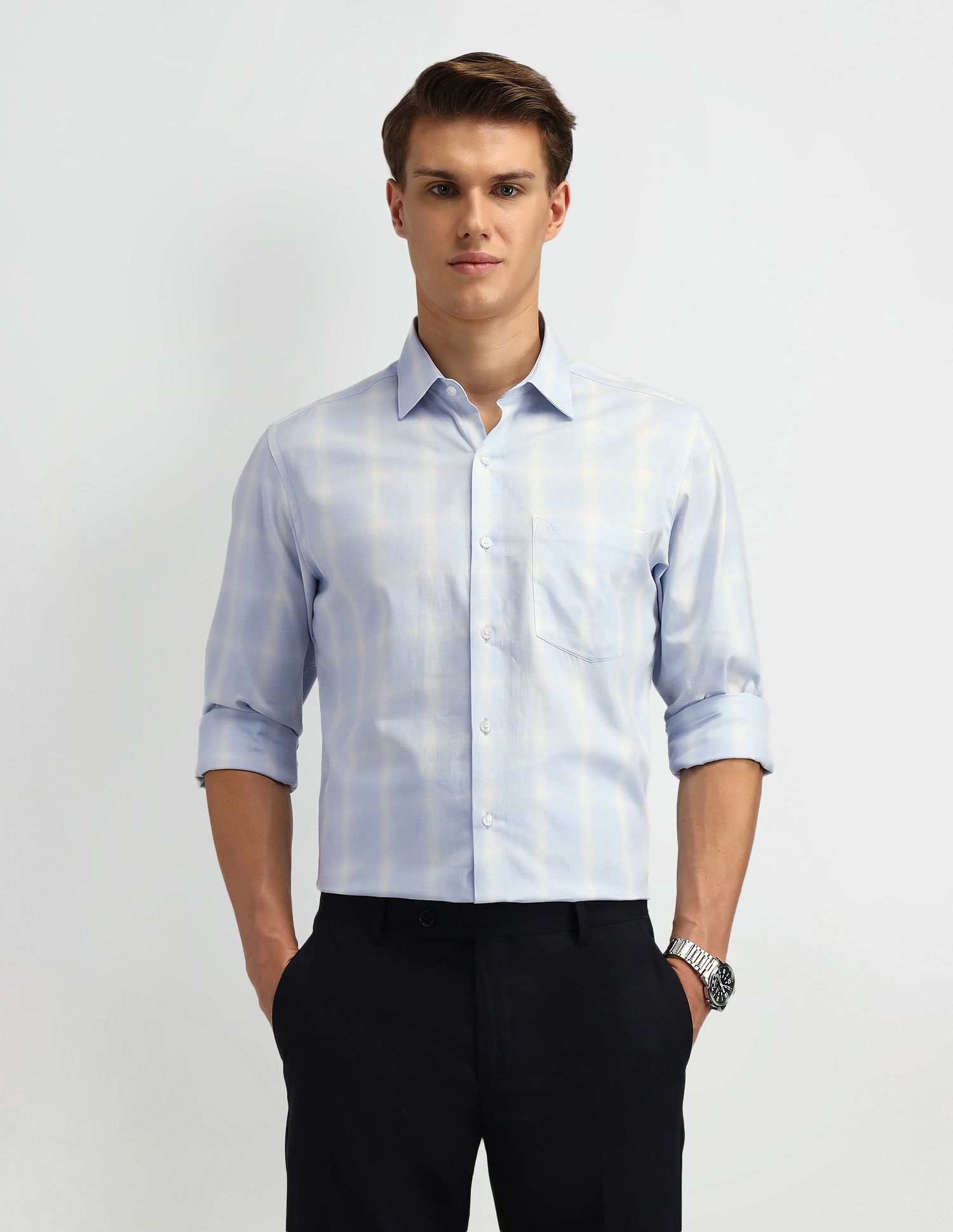 Arrow Liberty Classic Regular Fit Windowpane Checked Shirt