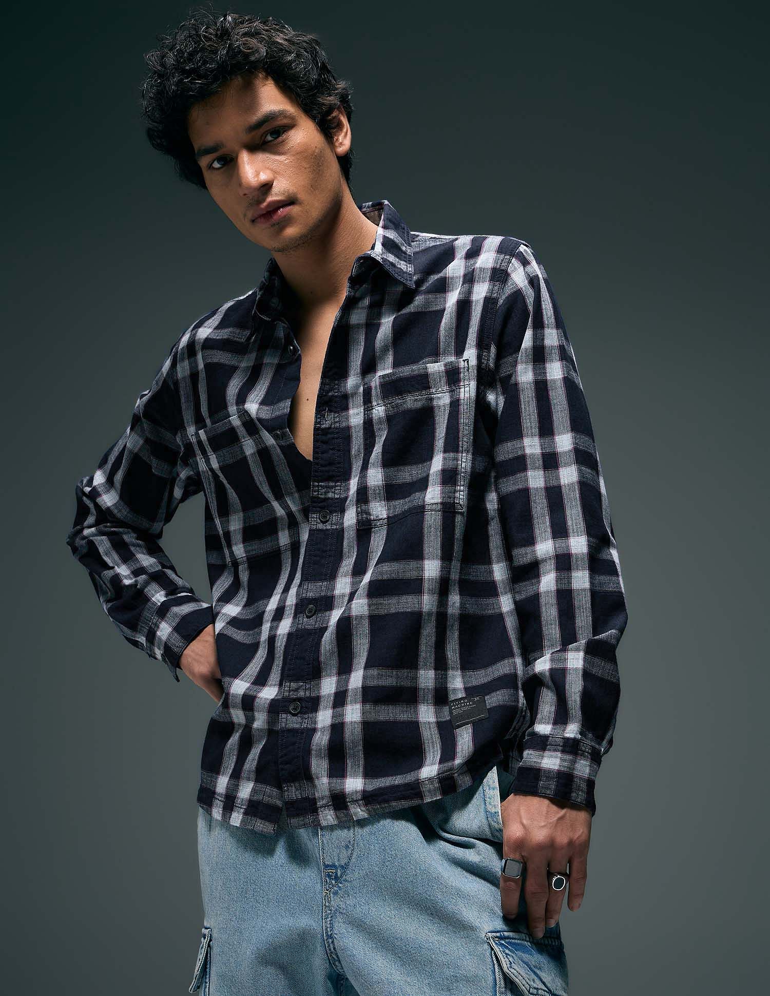 Flying Machine Plaid Checked Pure Cotton Shirt