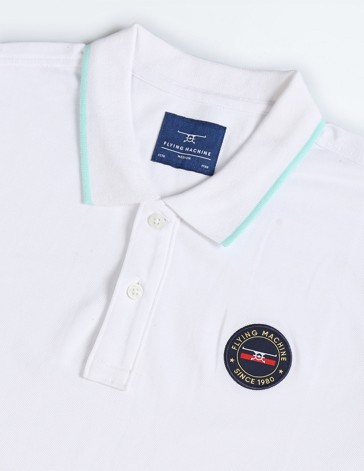 Flying Machine Solid Appliqued Logo Polo Shirt