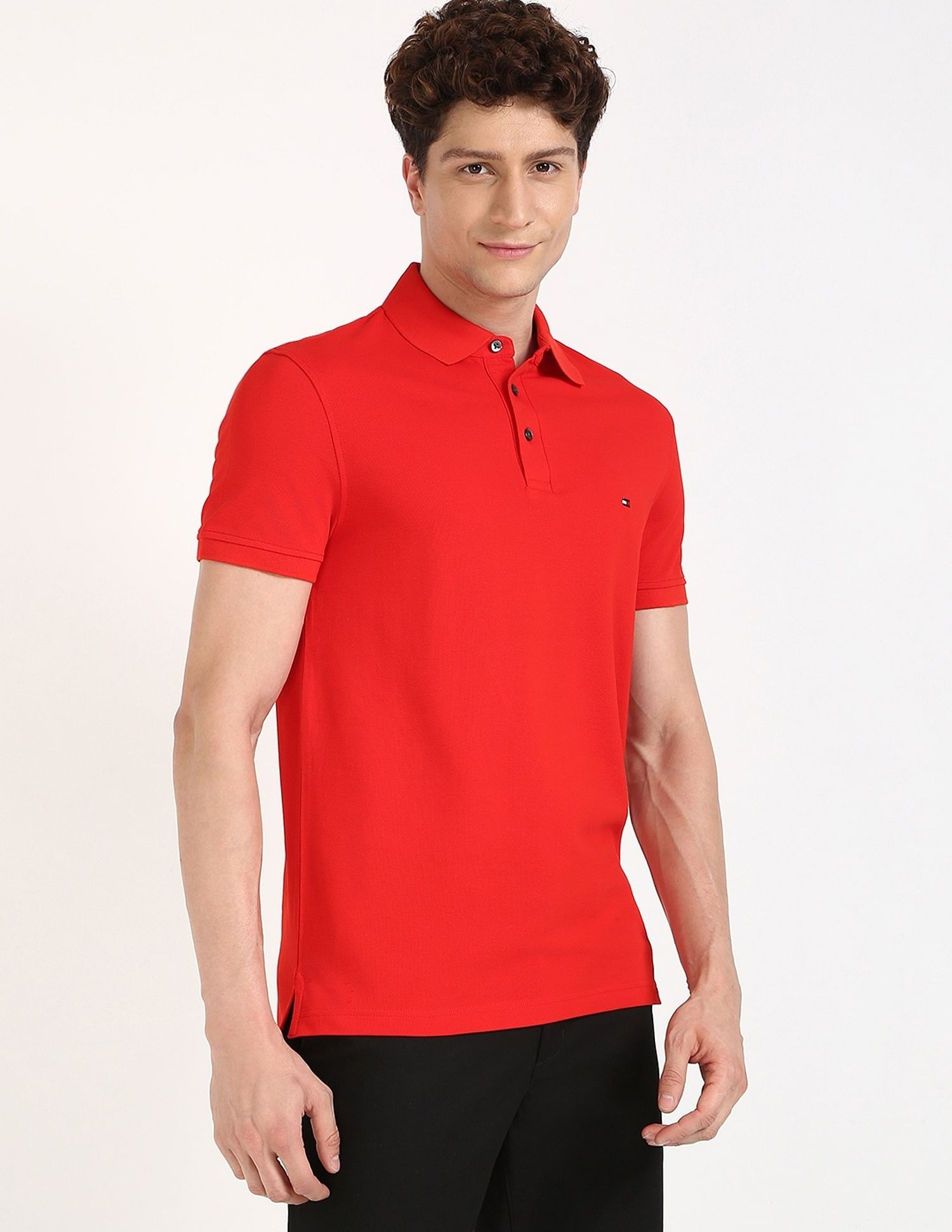 Tommy Hilfiger Solid Slim-Fit Cotton Polo Shirt