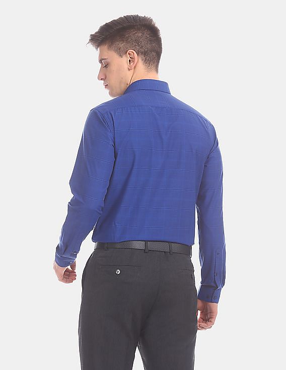 Arrow Newyork Slim Fit Barrel Cuff All Over Check Formal Shirt