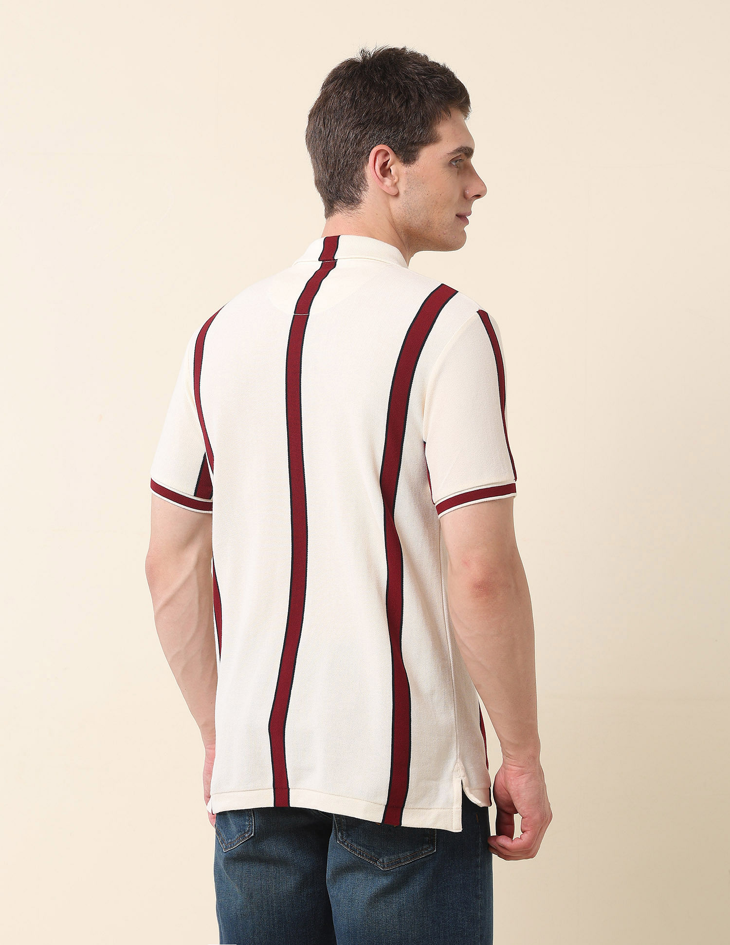 U.S. Polo Assn. Vertical Striped Gold Cup Polo Shirt