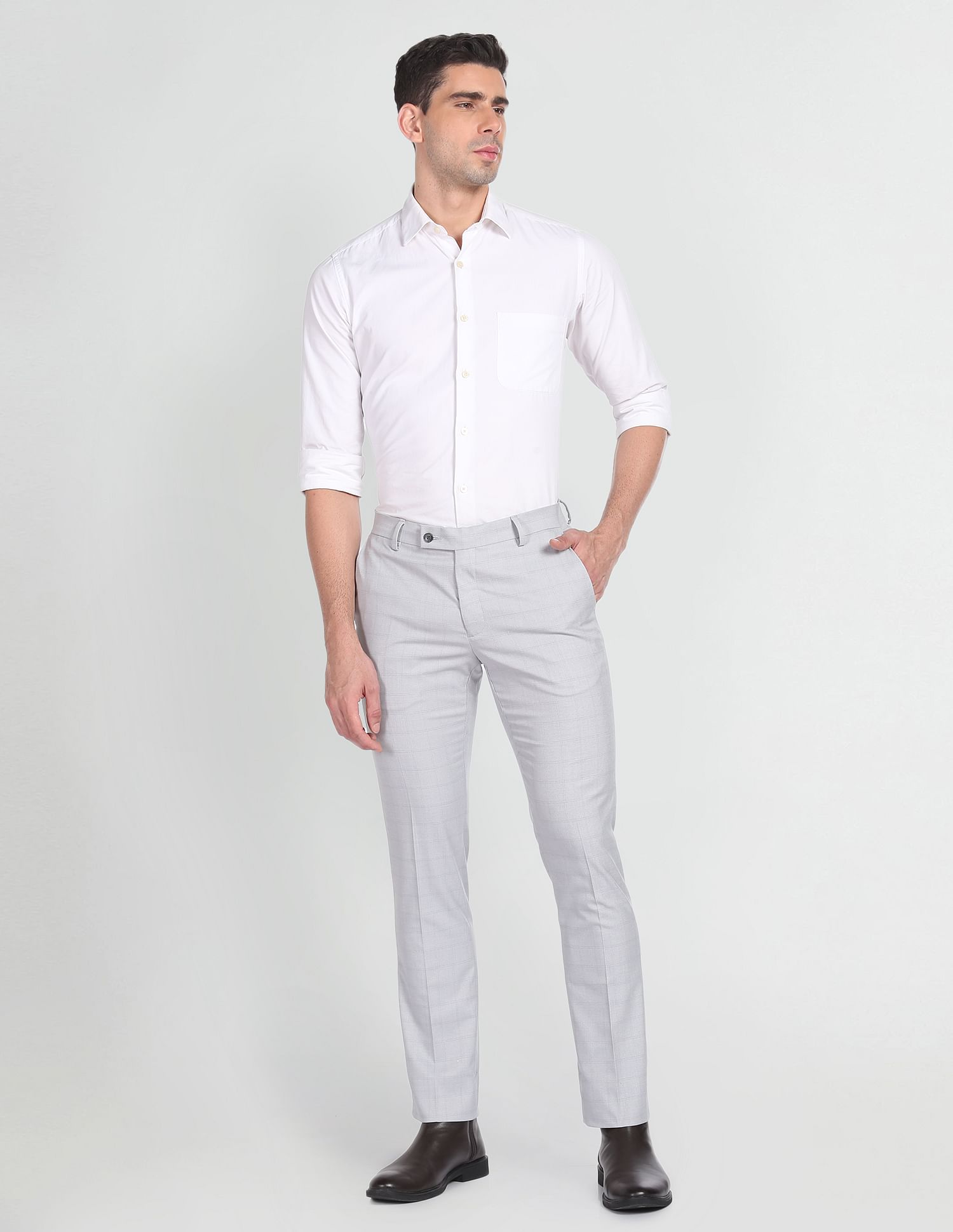 Arrow Smart Flex Outline Check Trousers
