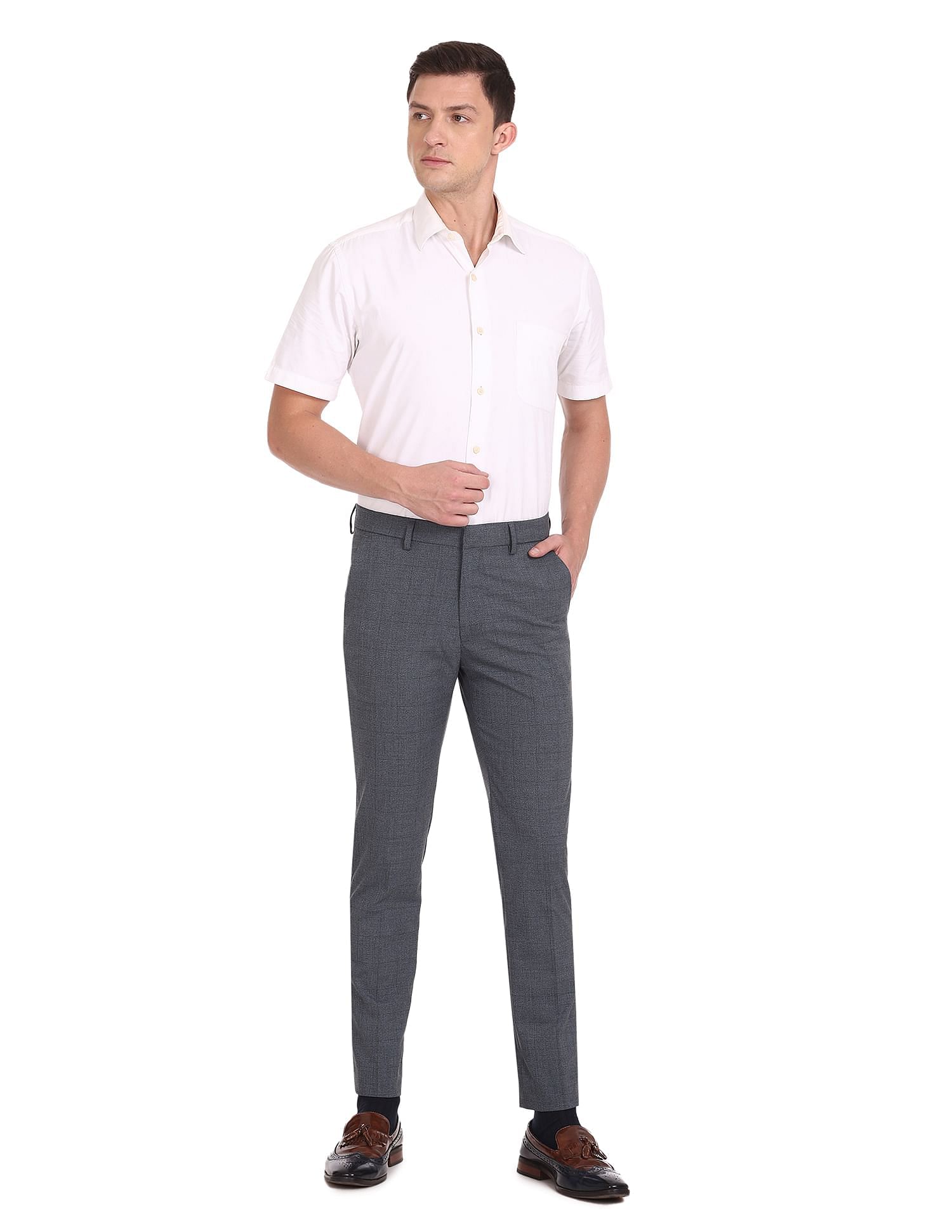 Buy ARROW SPORT Jackson Skinny Fit Heathered Autoflex Casual Trouser |  Shoppers Stop