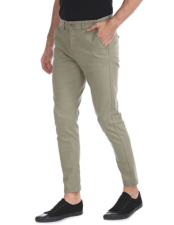 Mens Regular Fit Cotton Trousers Stretchable Cotton Ankle Length Pants  for Men