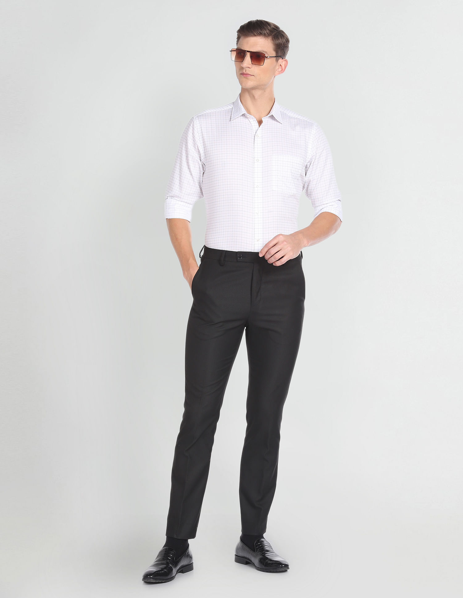 Arrow Auto Press Grid Tattersall Check Shirt