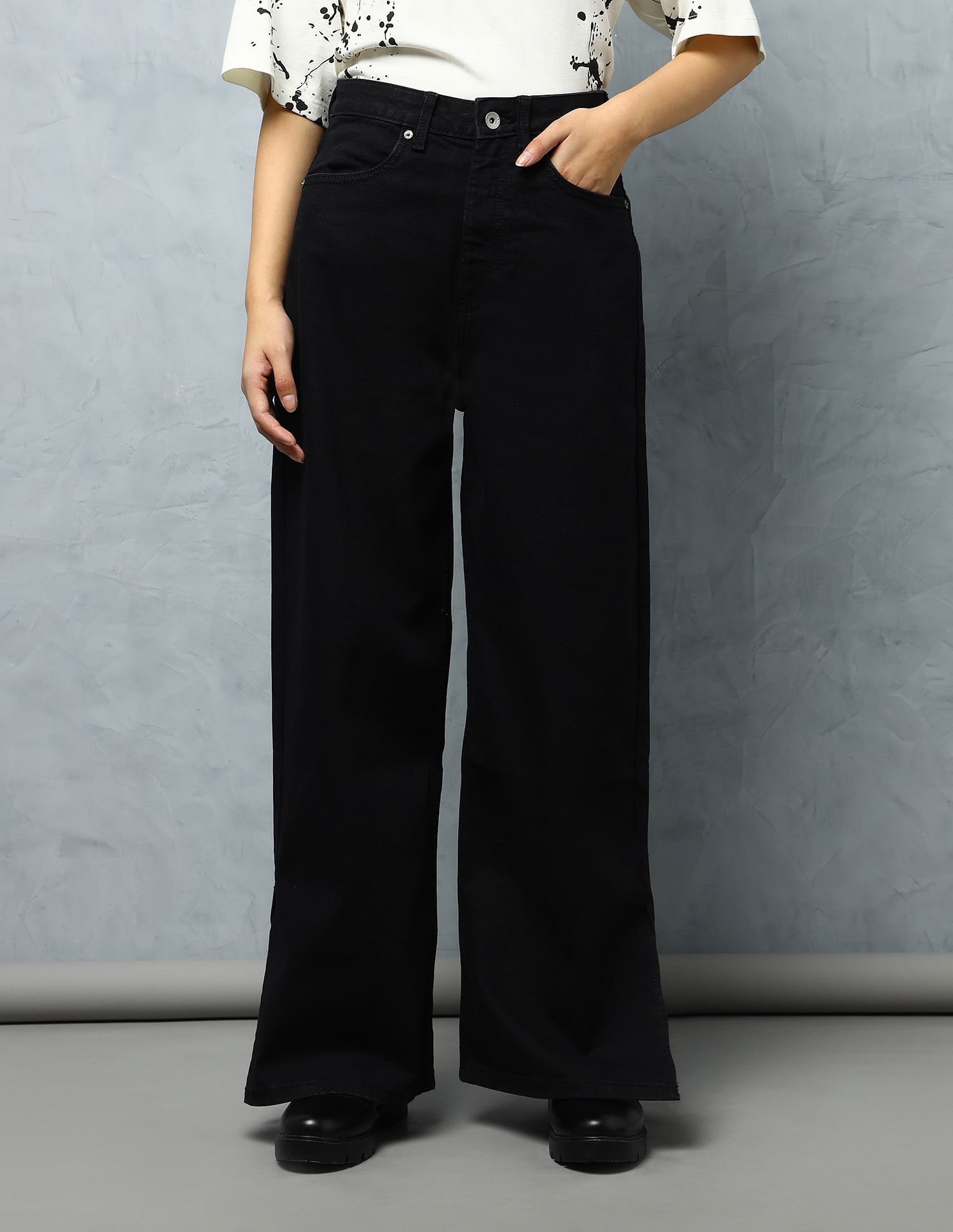 Flying Machine Women High Rise Wide Leg Jeans
