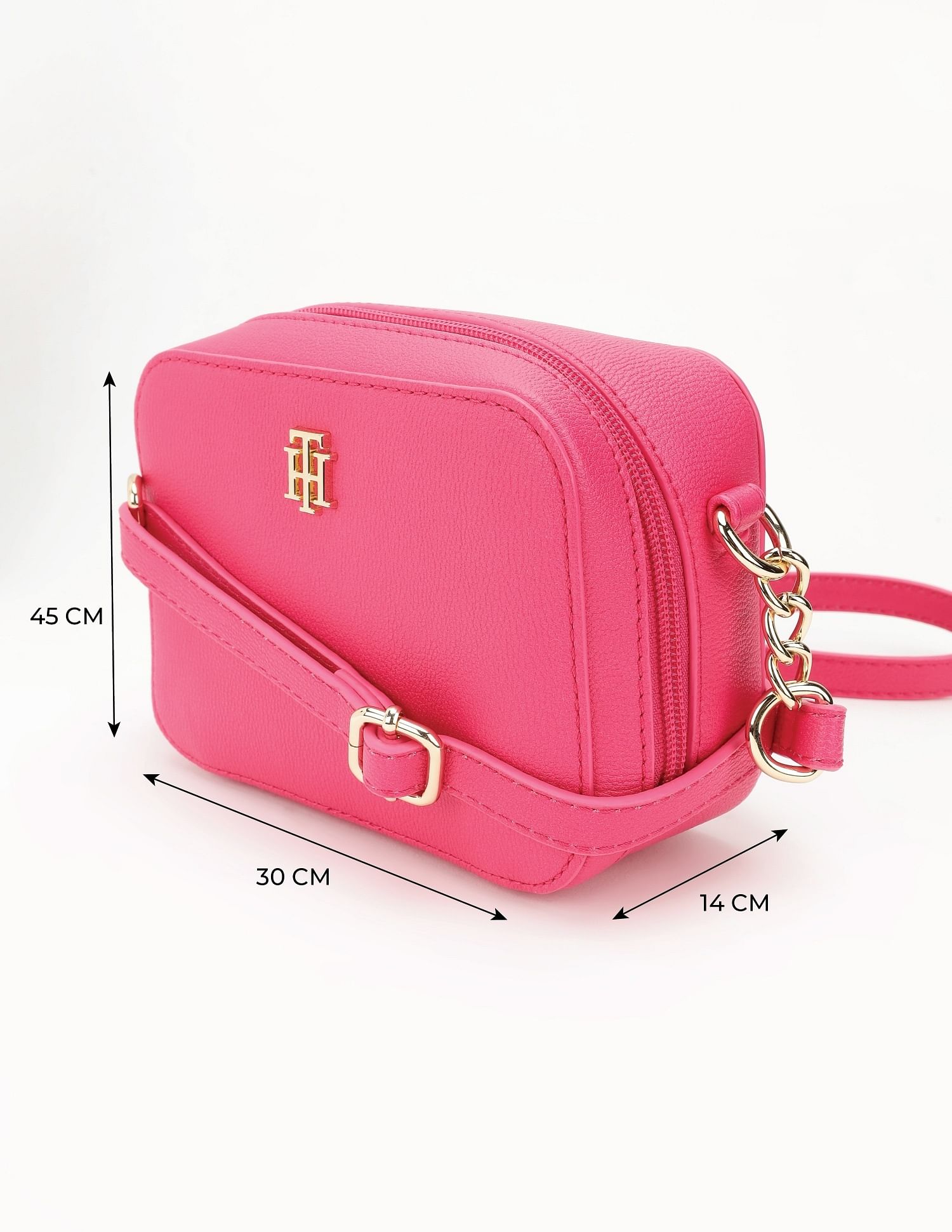 Tommy Hilfiger Solid Pink Pu Sling Bag