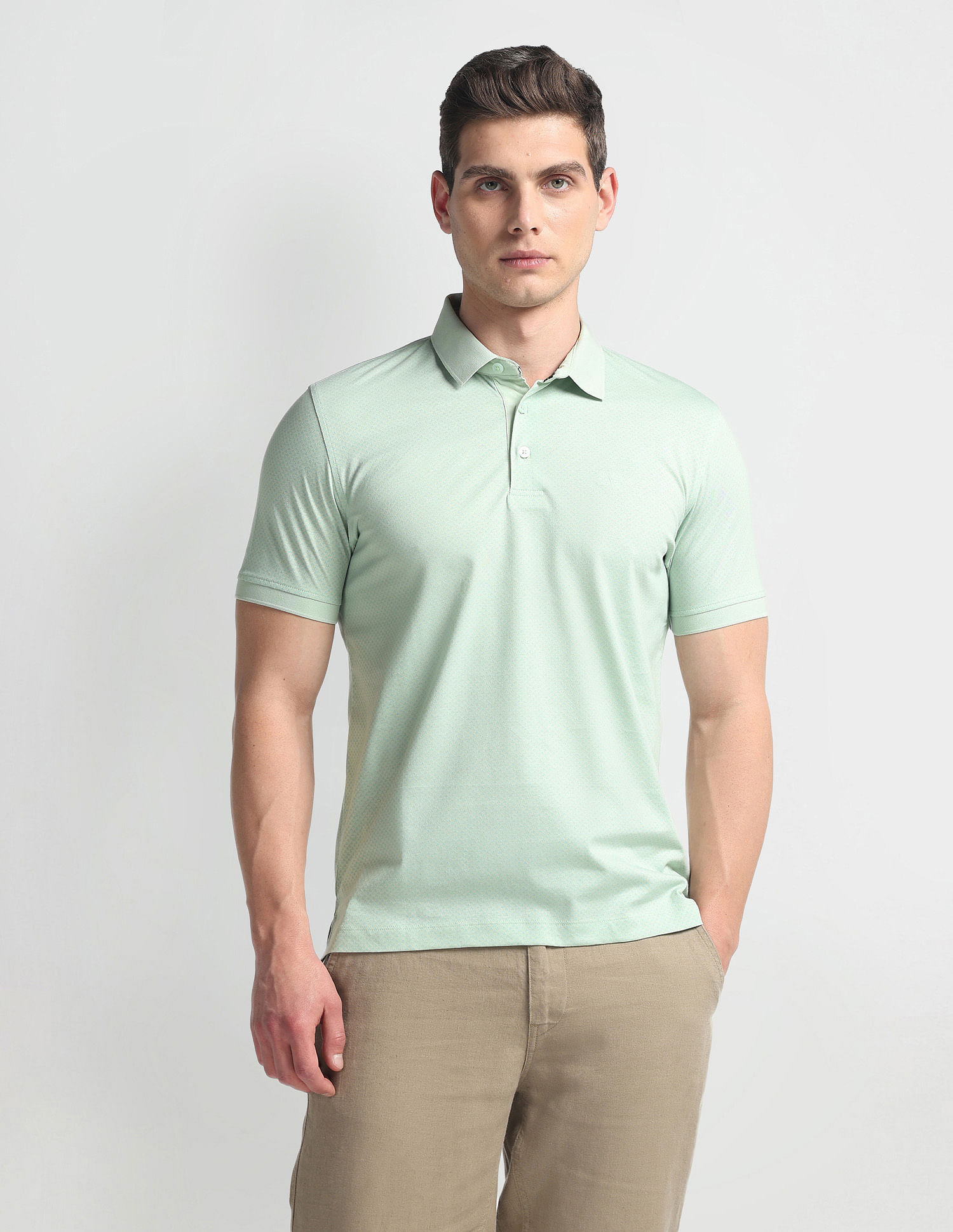 Arrow Pure Cotton Patterned Knit Polo Shirt