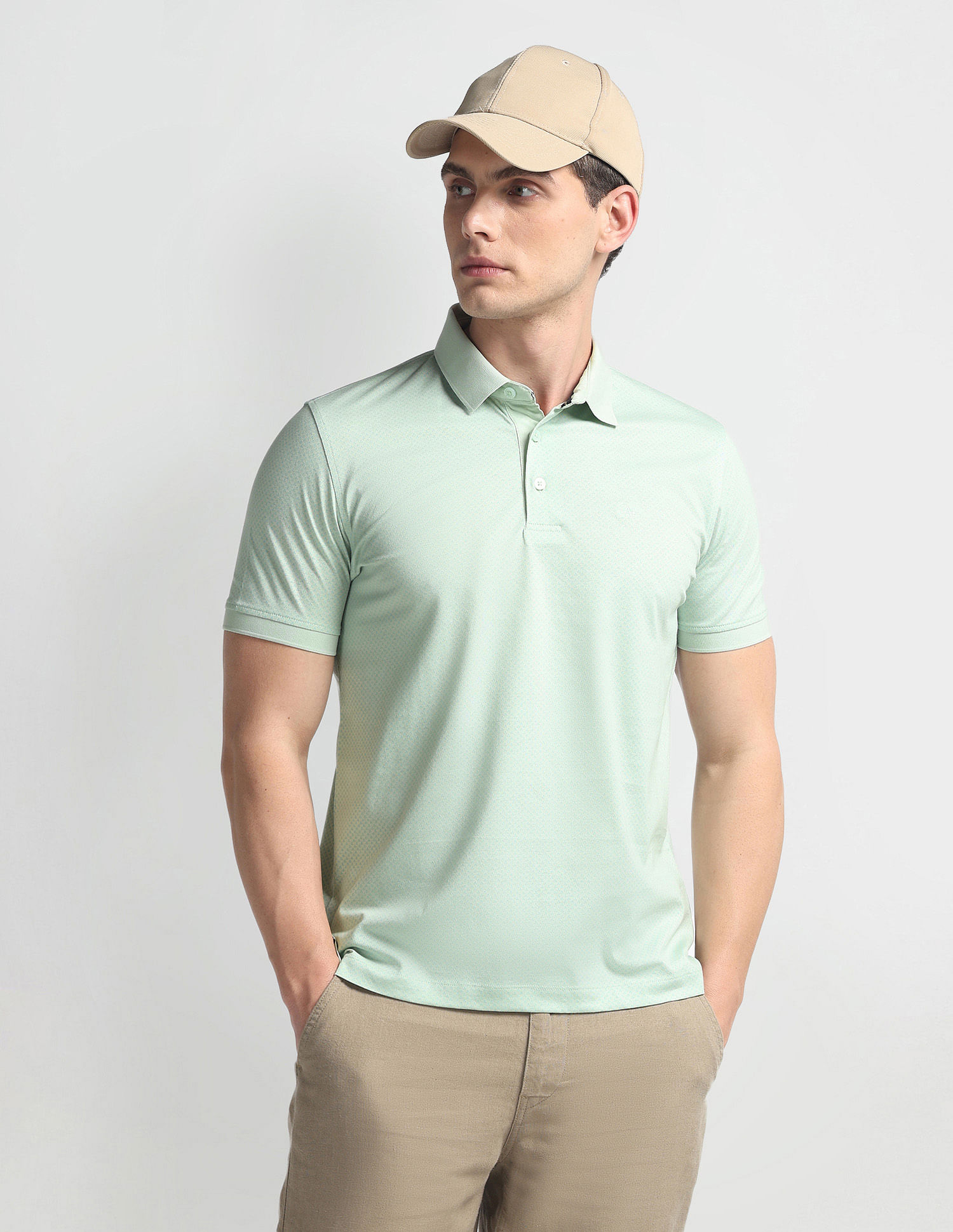 Arrow Pure Cotton Patterned Knit Polo Shirt