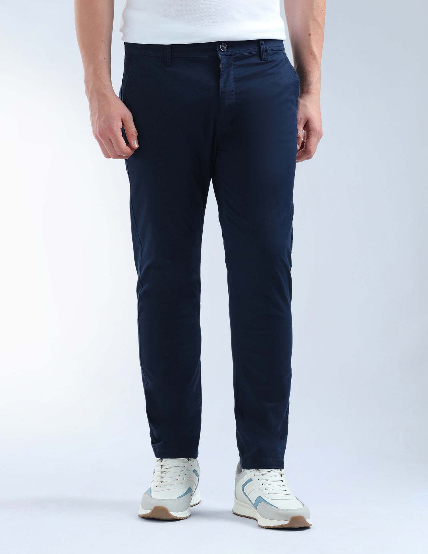 Flying Machine Mid Rise Slash Slim Tapered Fit Trouser