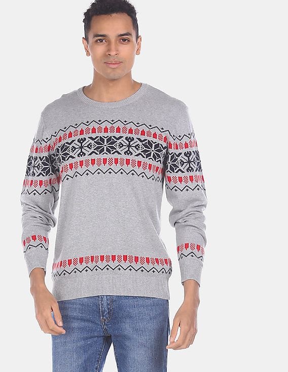 Buy Aeropostale Men Grey Ribbed Crew 