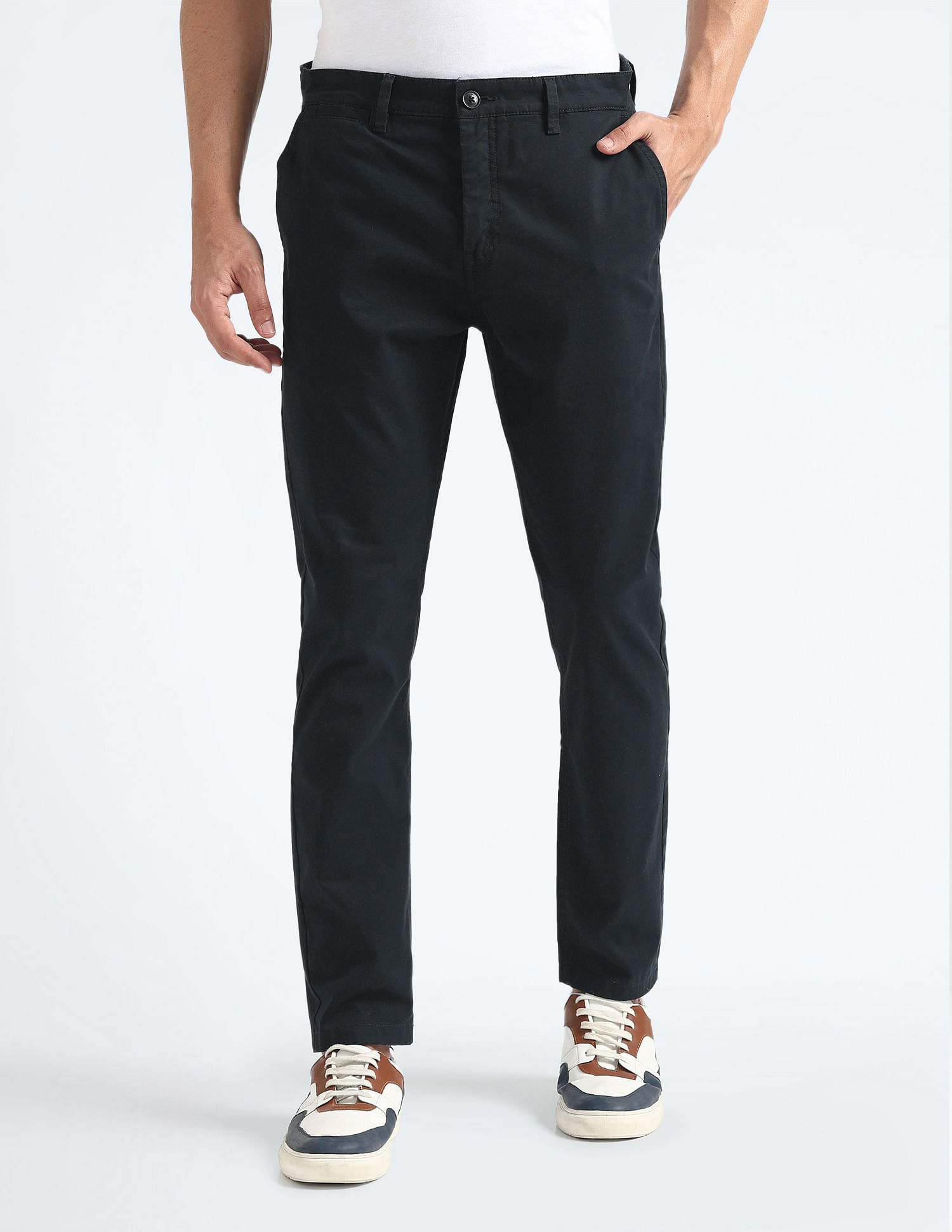 Flying Machine Slash Slim Tapered Fit Solid Chinos