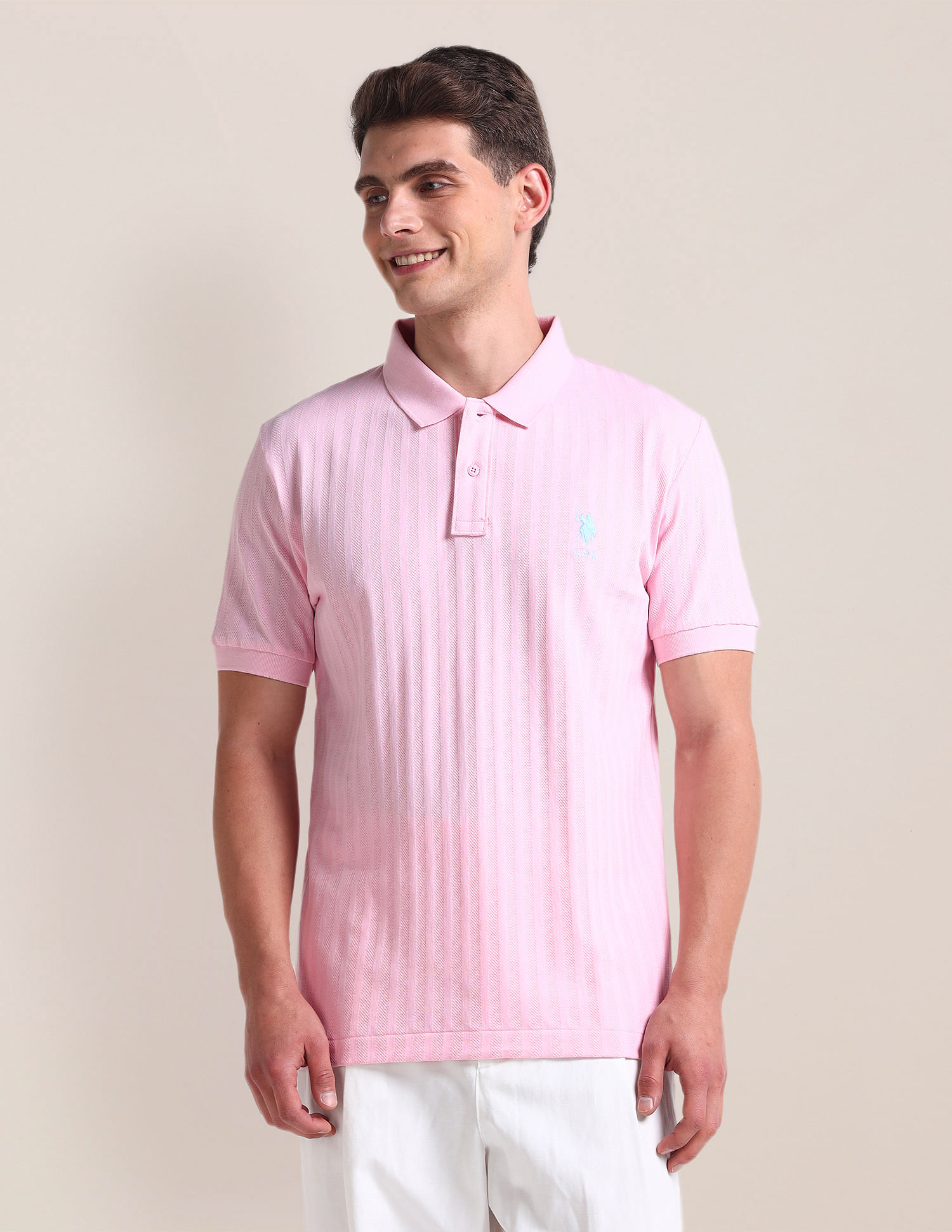 U.S. Polo Assn. Patterned Knit Slim Polo Shirt