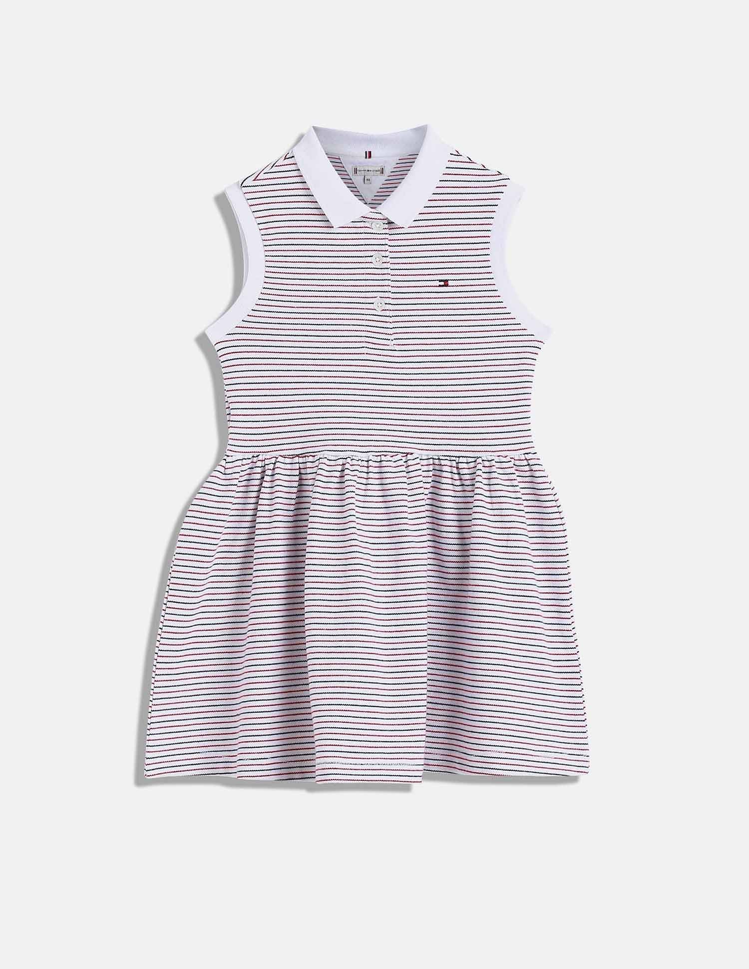 Tommy Hilfiger Kids Girls Striped Regular-Fit Cotton Dress