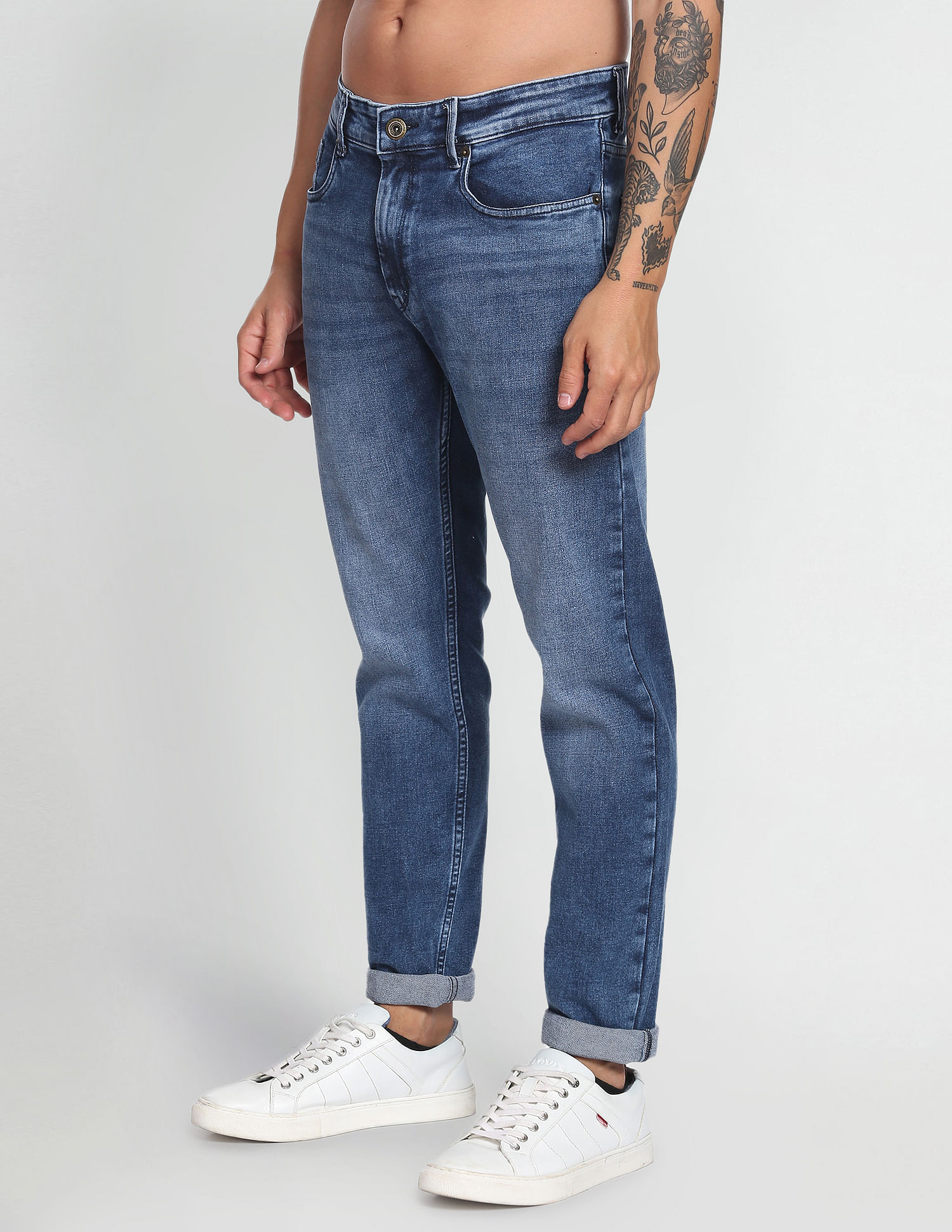 Flying Machine Slash Slim Tapered Stone Wash Jeans