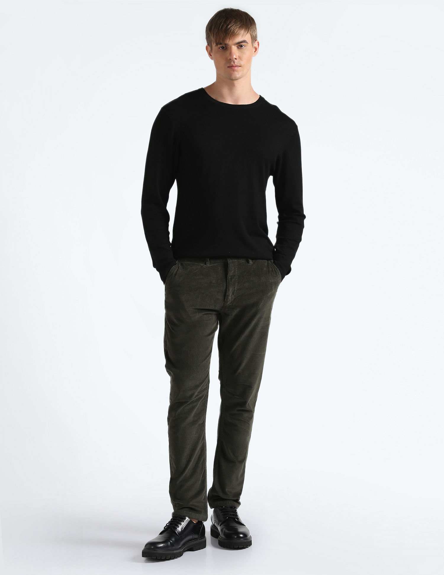 Flying Machine Corduroy Solid Trousers