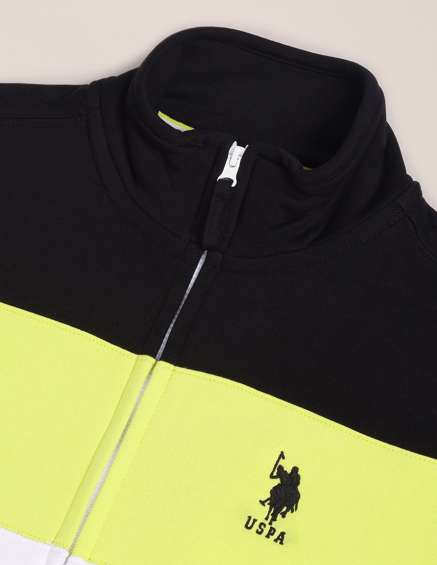 U.S. Polo Assn. High Neck Colour Block Panelled Sweatshirt